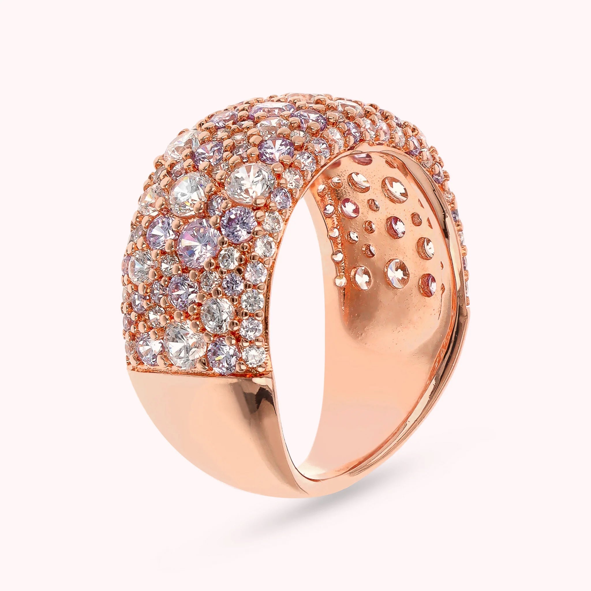 Graduated Band Ring with Mixed Cubic Zirconia Pavé
