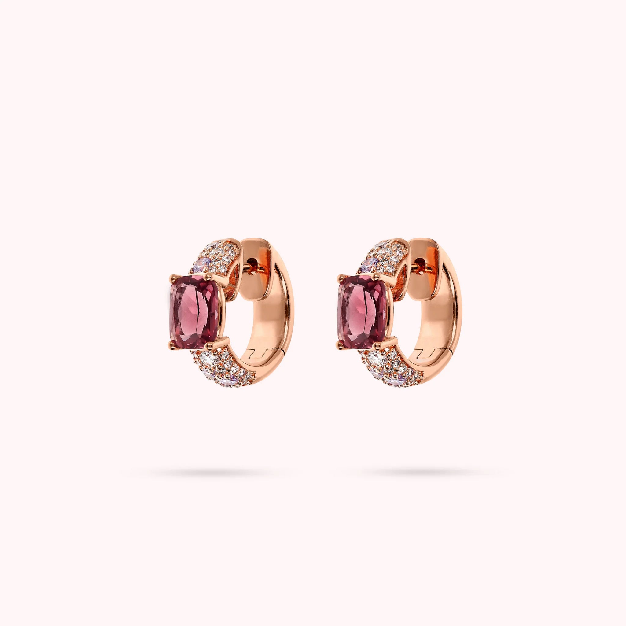 Hoop Earrings with Prism Gem Mosaic Cut and Cubic Zirconia Pavé