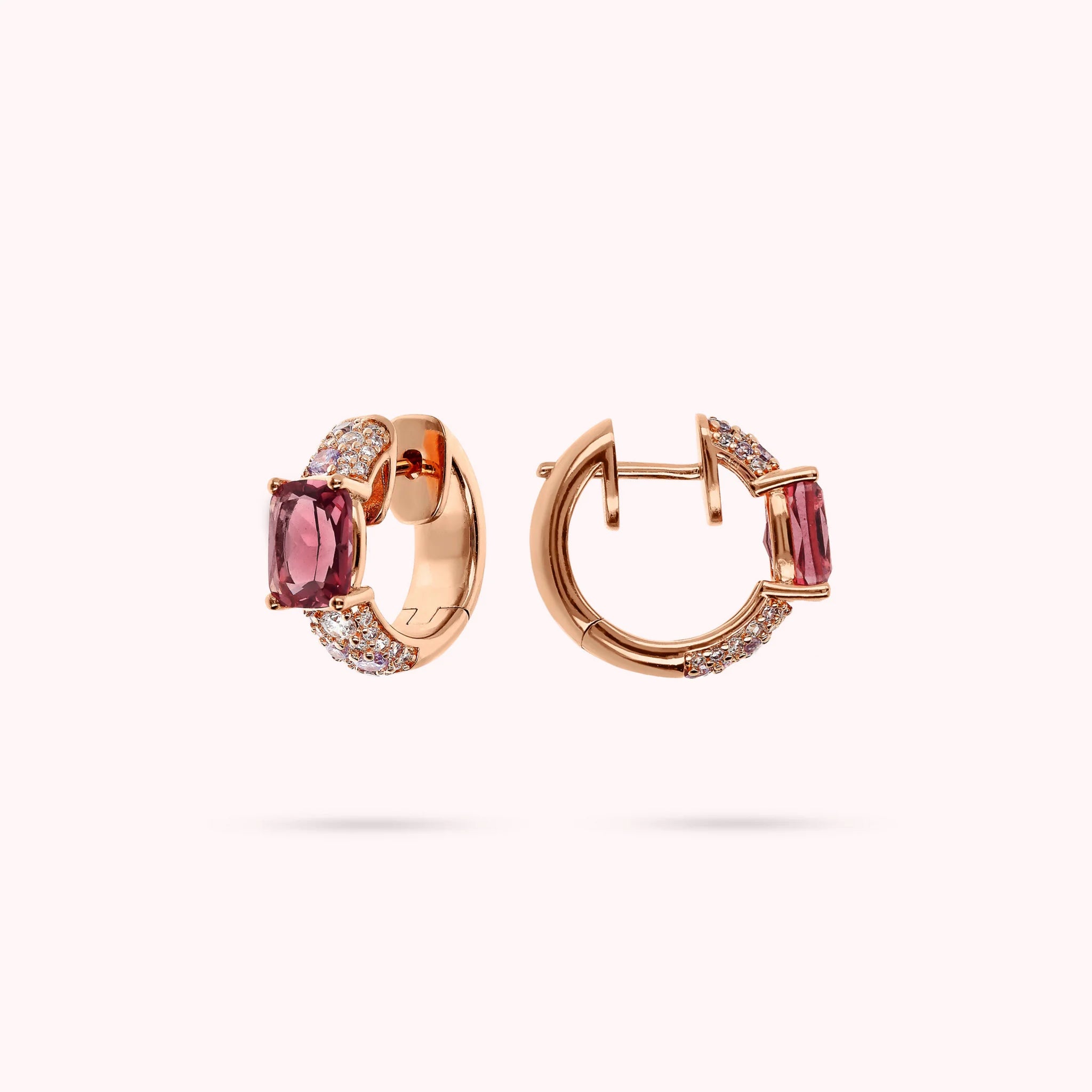 Hoop Earrings with Prism Gem Mosaic Cut and Cubic Zirconia Pavé