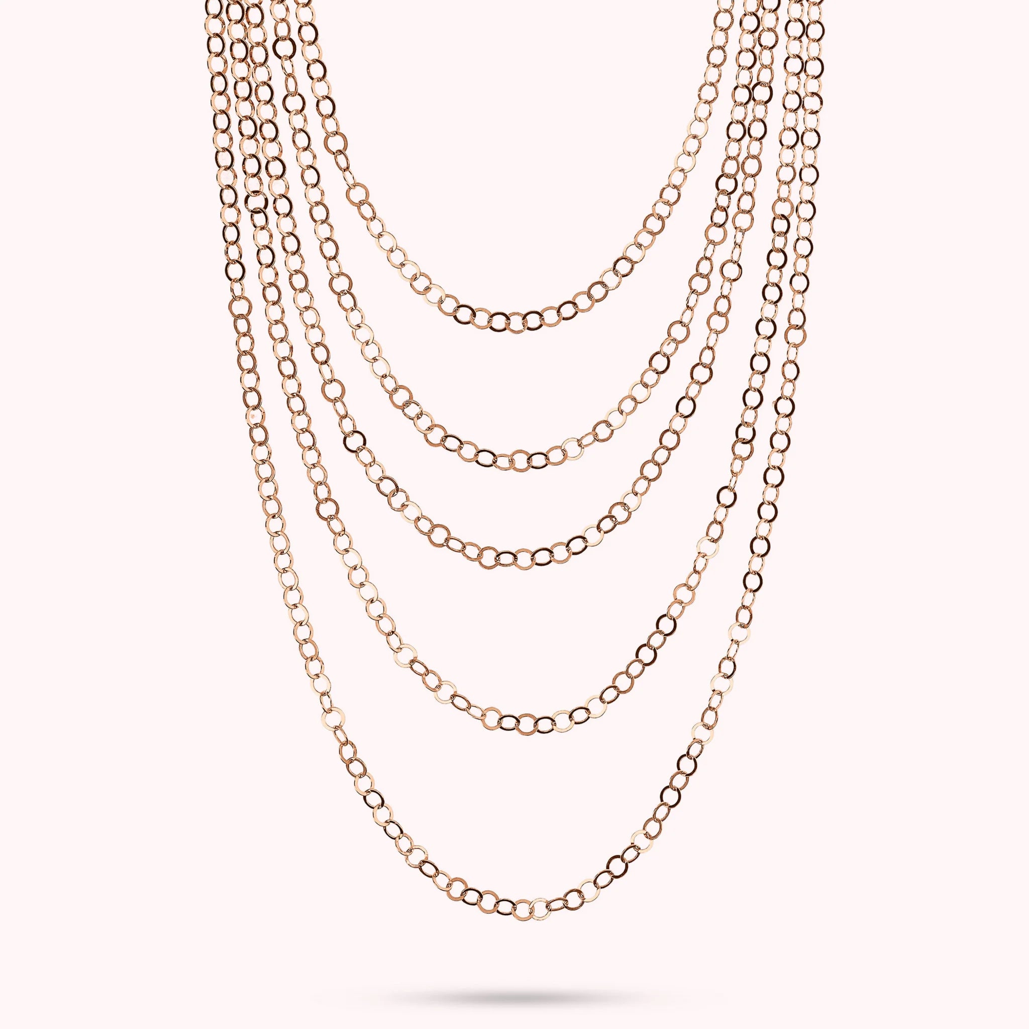 Collana Multifilo Graduata Catena Rolo Piatta Lucida