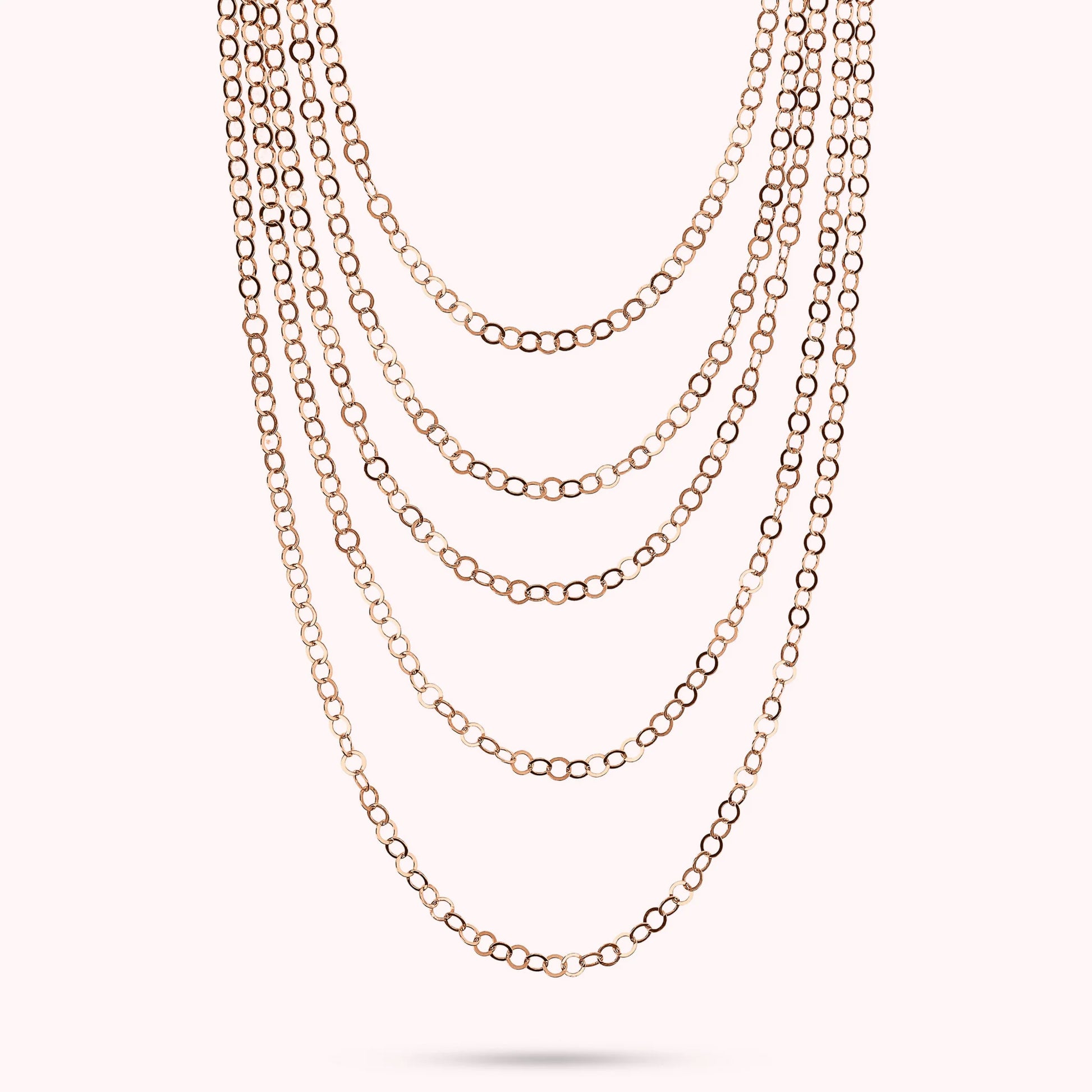 Collana Multifilo Graduata Catena Rolo Piatta Lucida