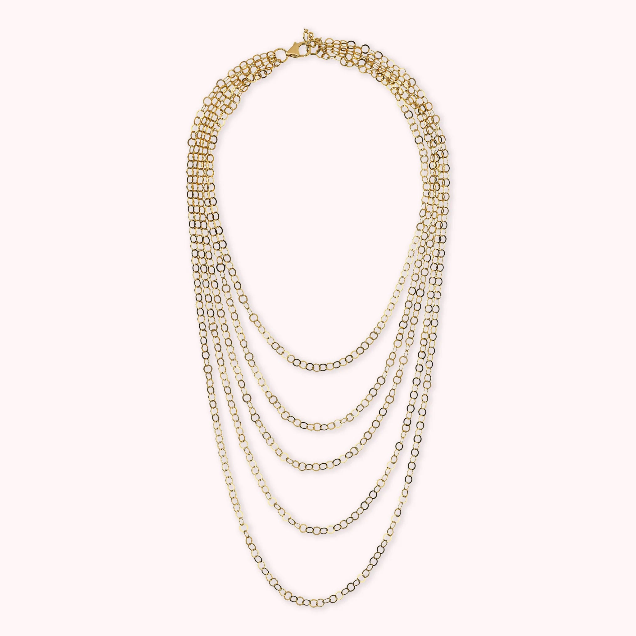Multi-strand Necklace Golden Graduated Chain Rolo Flat Polished