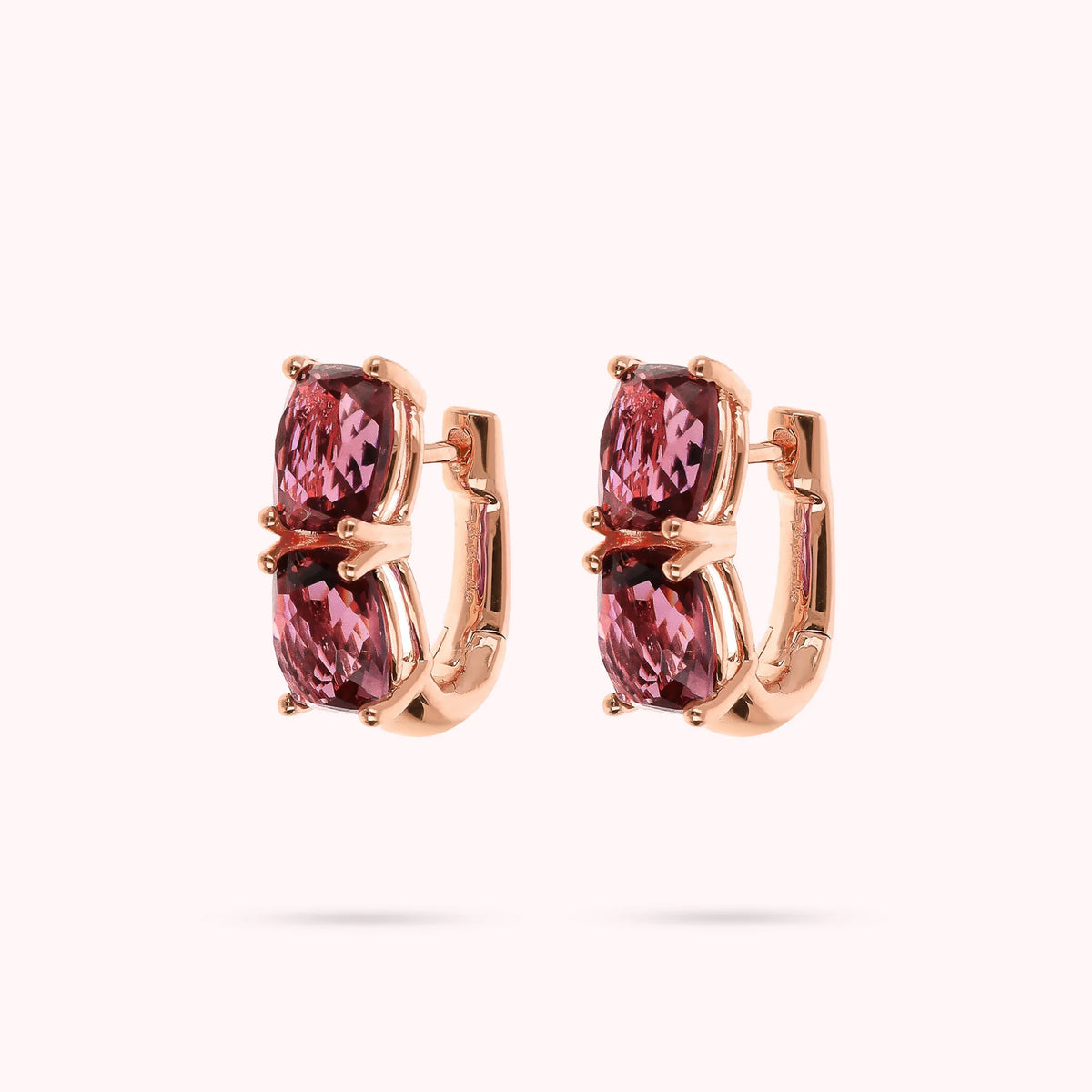 Hoop Earrings with Double Prism Gem Mosaic Cut
