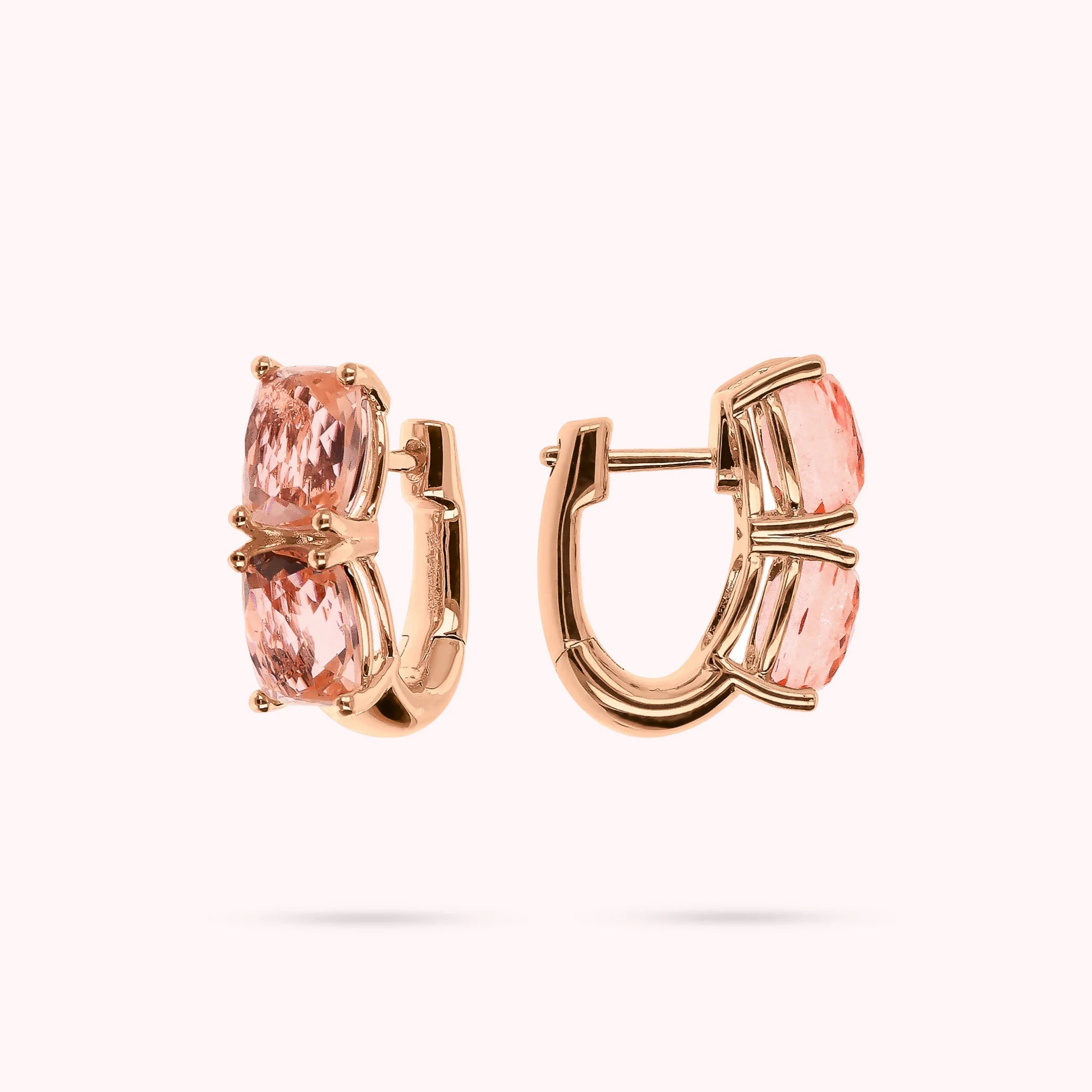 Hoop Earrings with Double Prism Mosaic Cut Gem