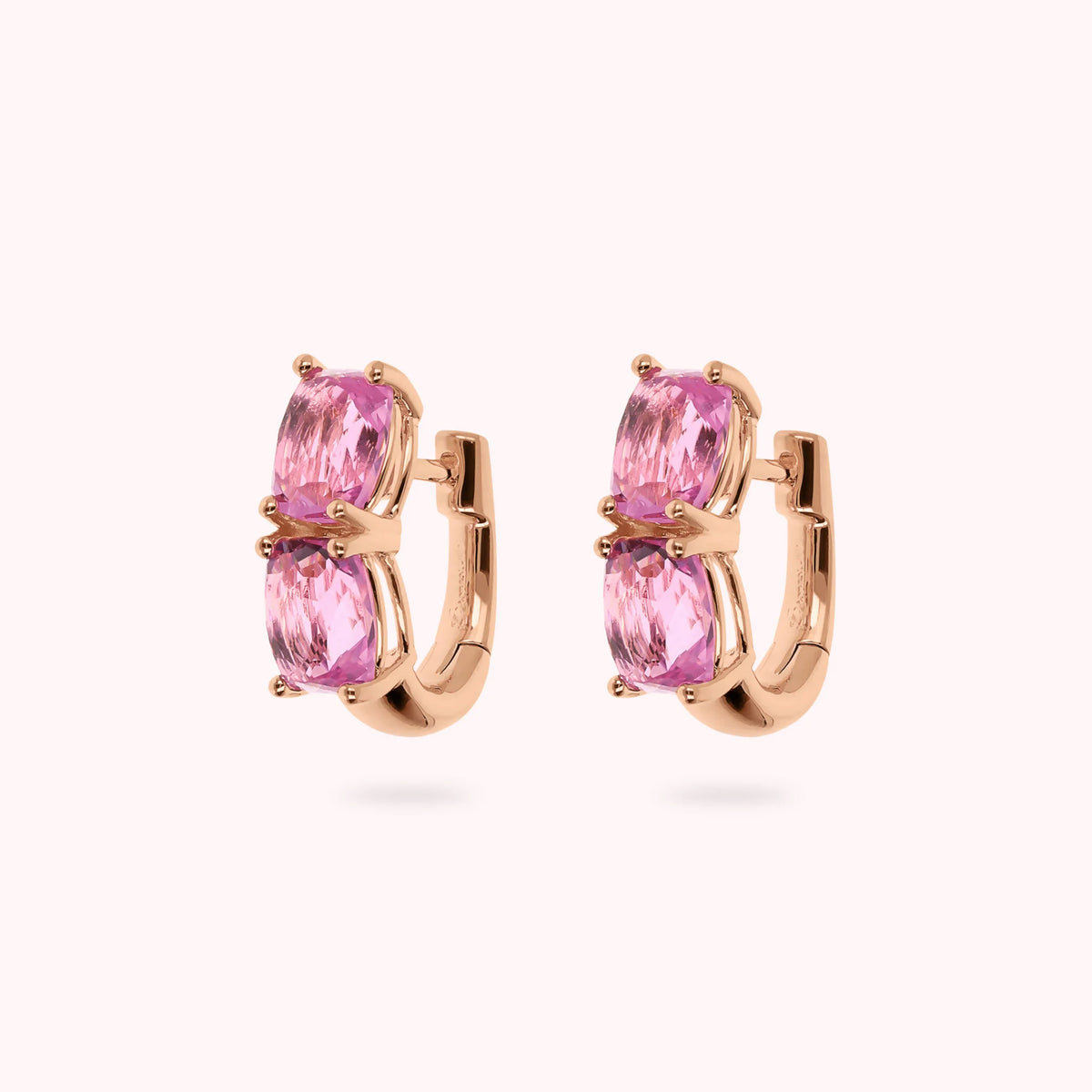 Hoop Earrings with Double Prism Gem Mosaic Cut