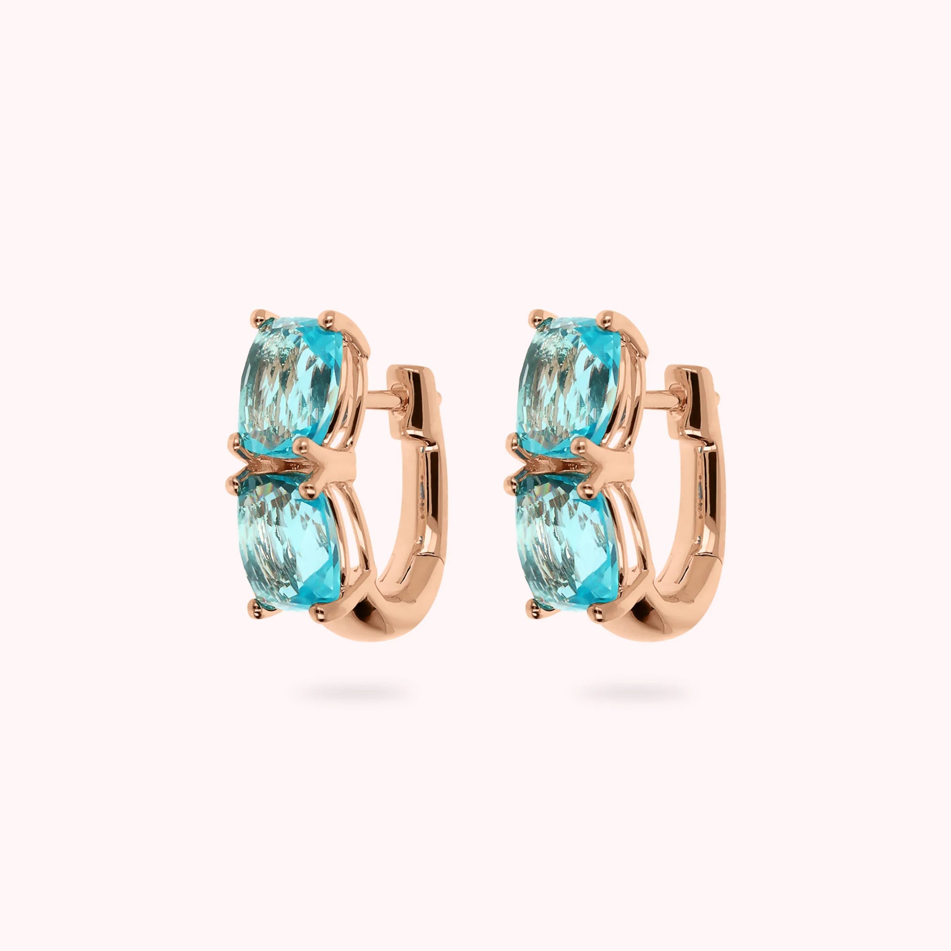 Hoop Earrings with Double Prism Gem Mosaic Cut