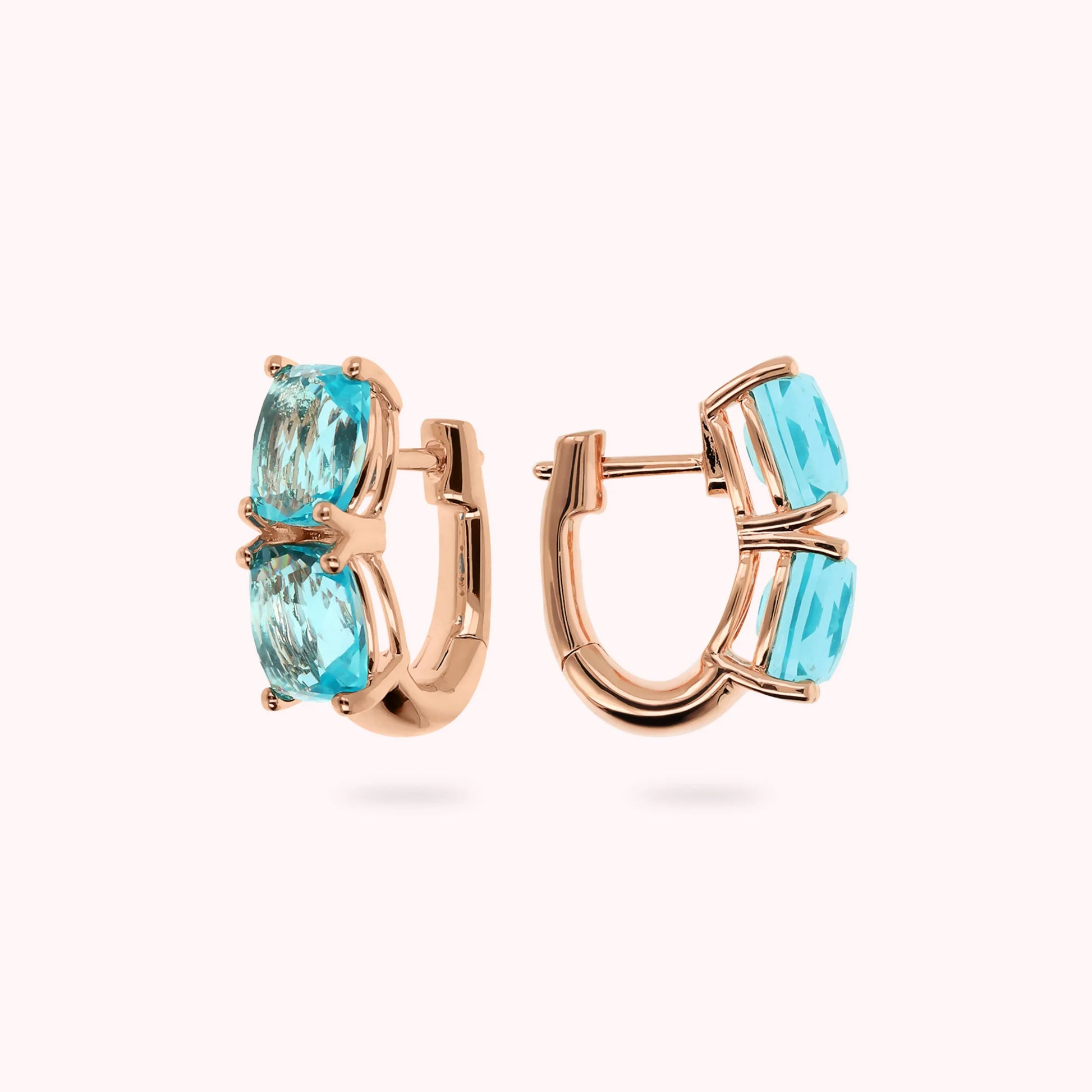 Hoop Earrings with Double Prism Gem Mosaic Cut
