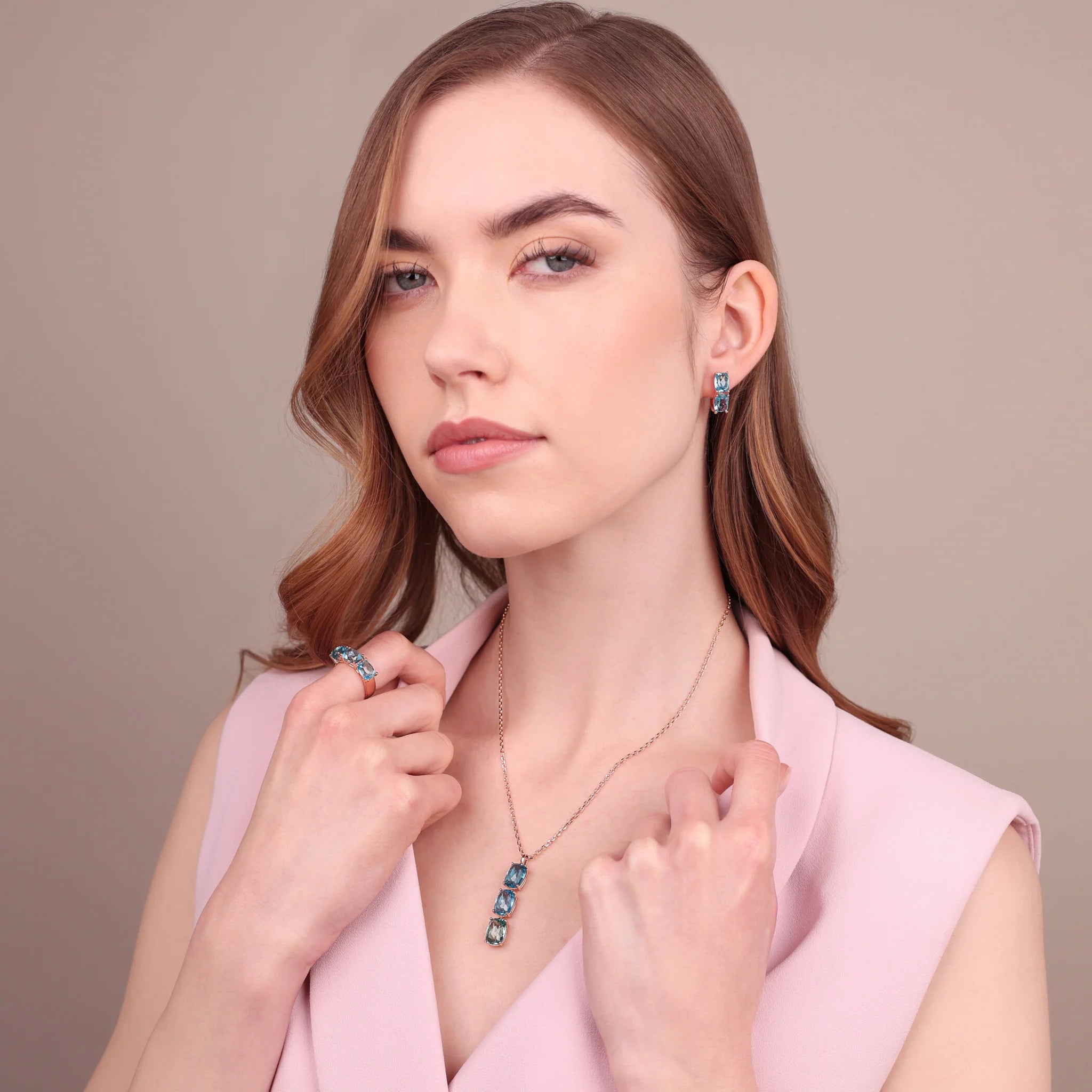 Hoop Earrings with Double Prism Mosaic Cut Gem