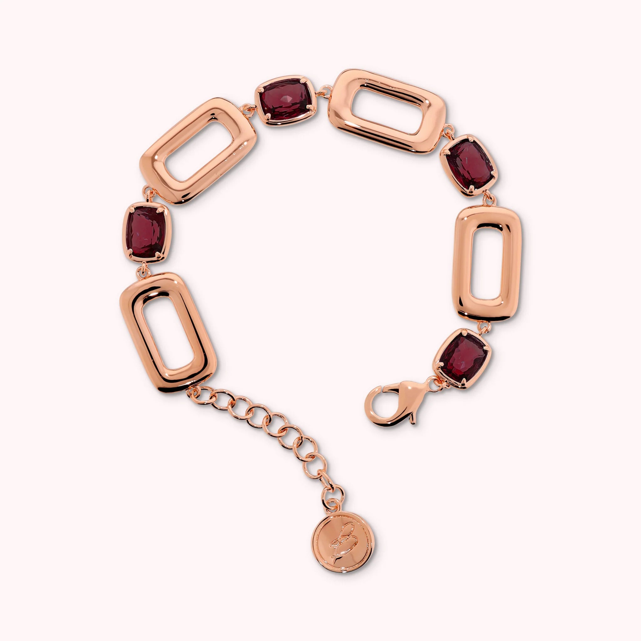 Essentiel Bracelet with Rectangular Links and Baguette Gem Prism