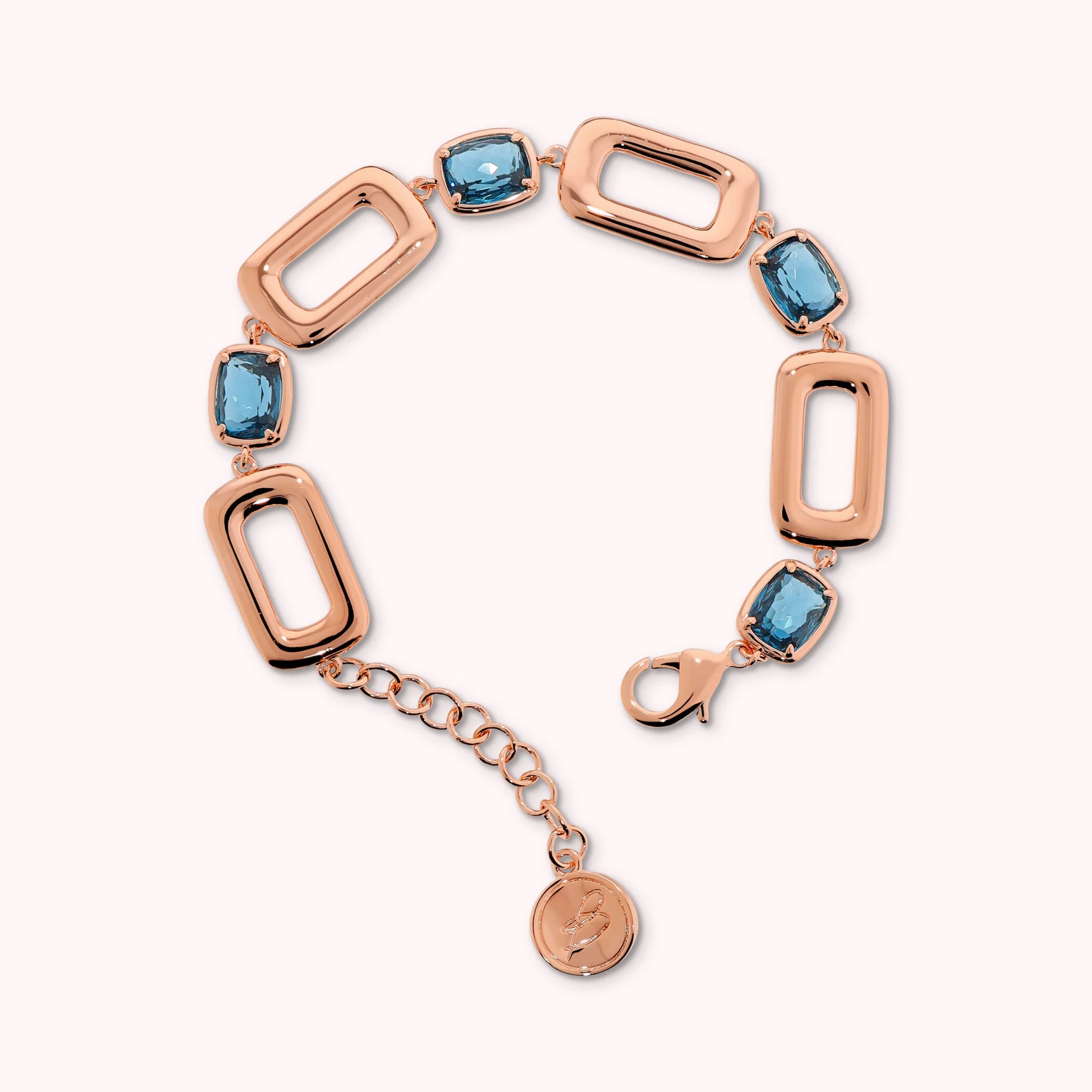 Essentiel Bracelet with Rectangular Links and Baguette Gem Prism