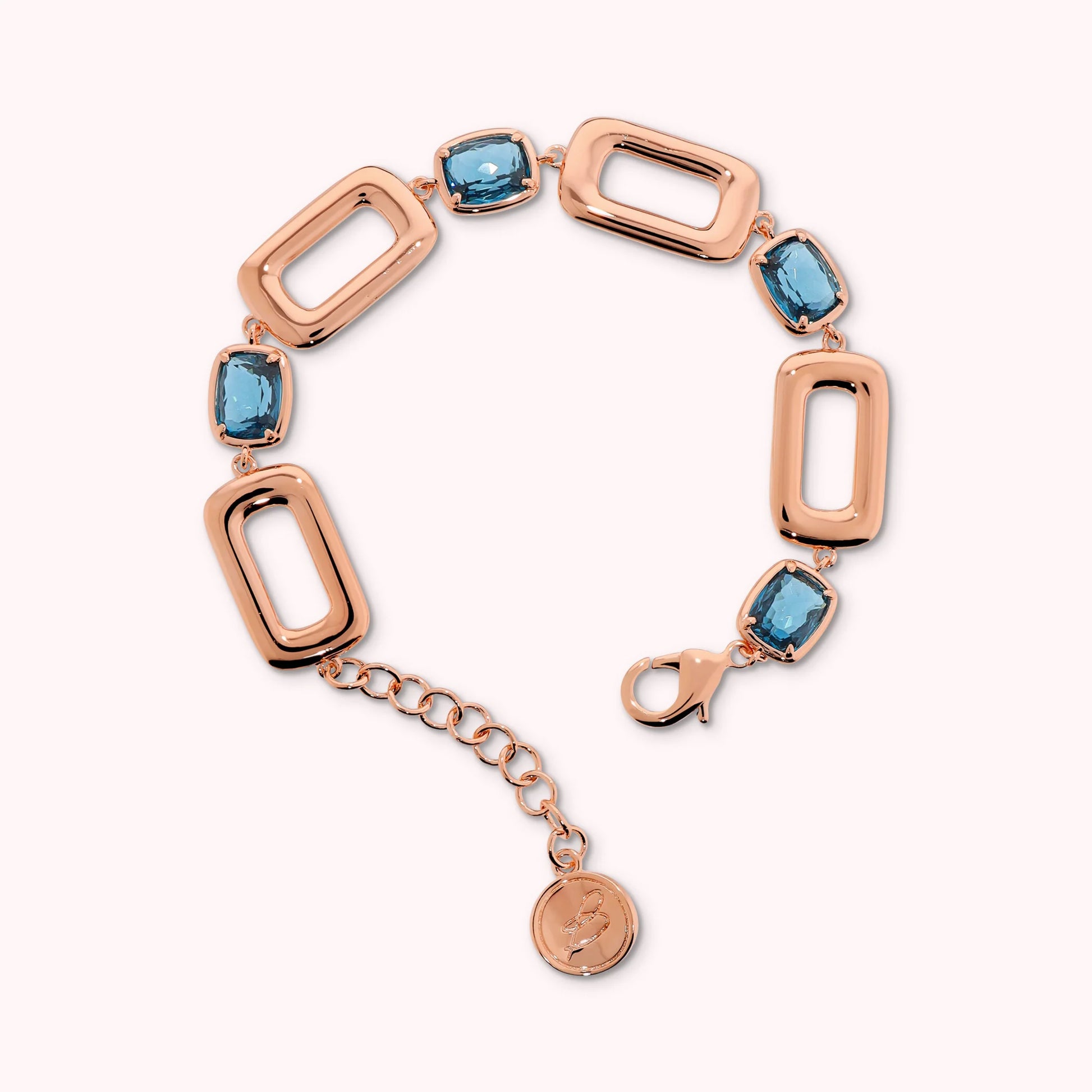 Essentiel-Armband mit rechteckigen Gliedern und Baguette-Prisma-Stein