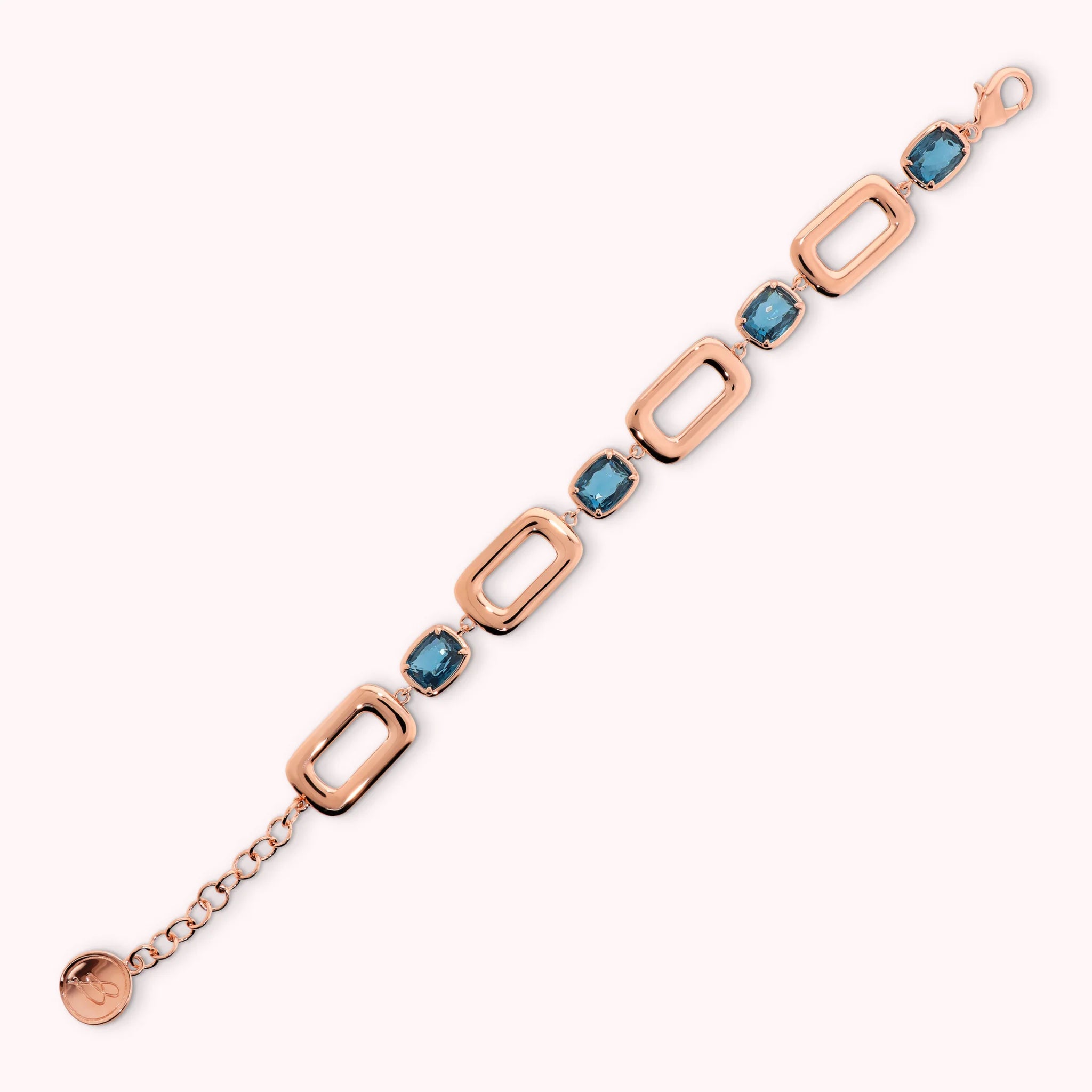 Bracelet Essentiel mailles rectangulaires et gemme prisme baguette  