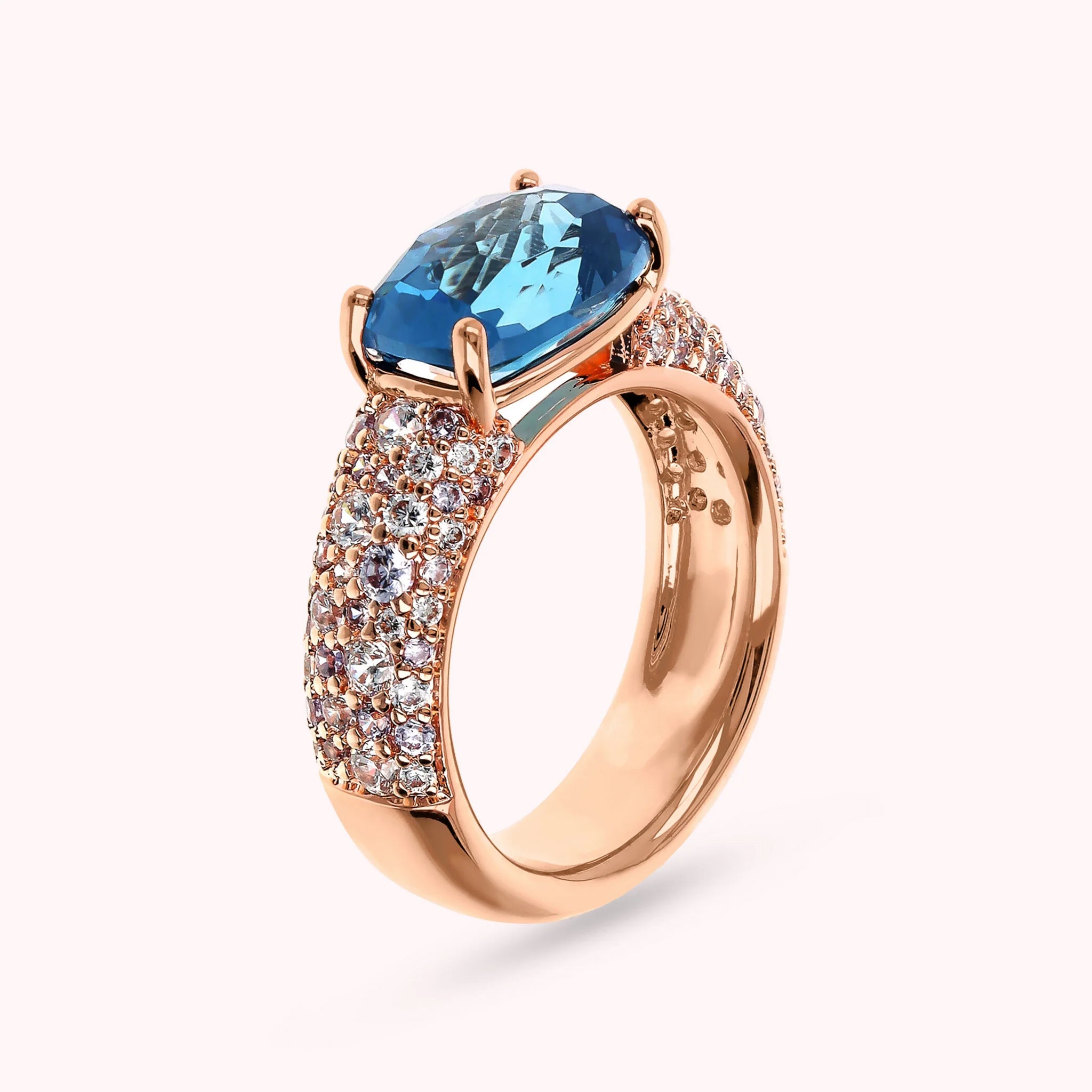 Anello con Prisma Gem Taglio Mosaico e Pavé di Cubic Zirconia