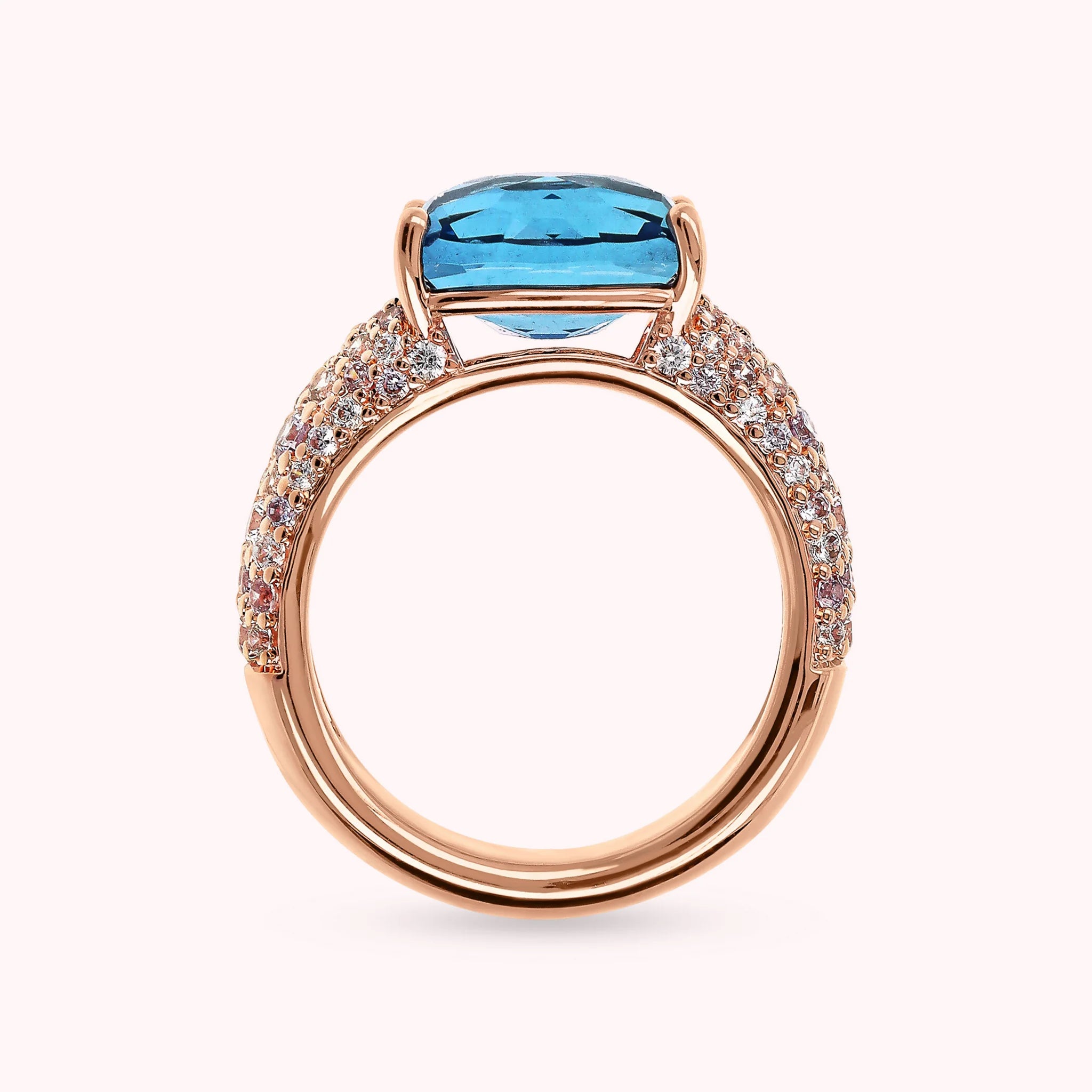 Anello con Prisma Gem Taglio Mosaico e Pavé di Cubic Zirconia