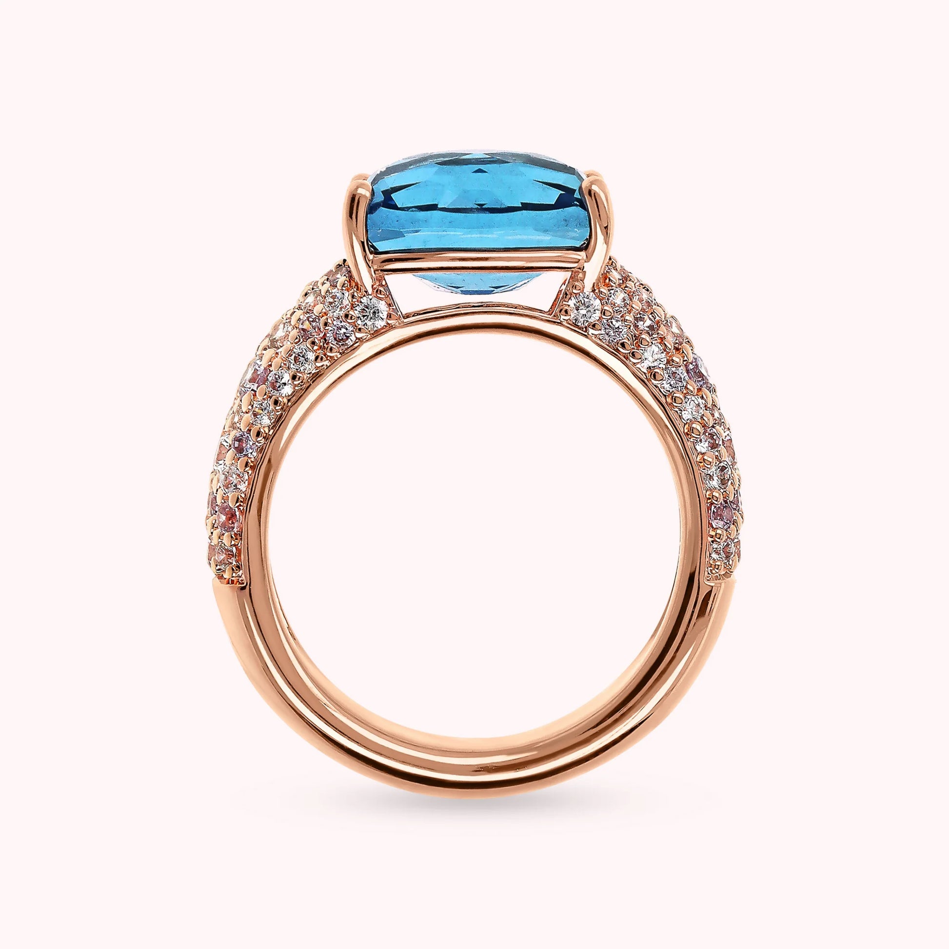 Ring with Prism Gem Cut Mosaic and Cubic Zirconia Pavé