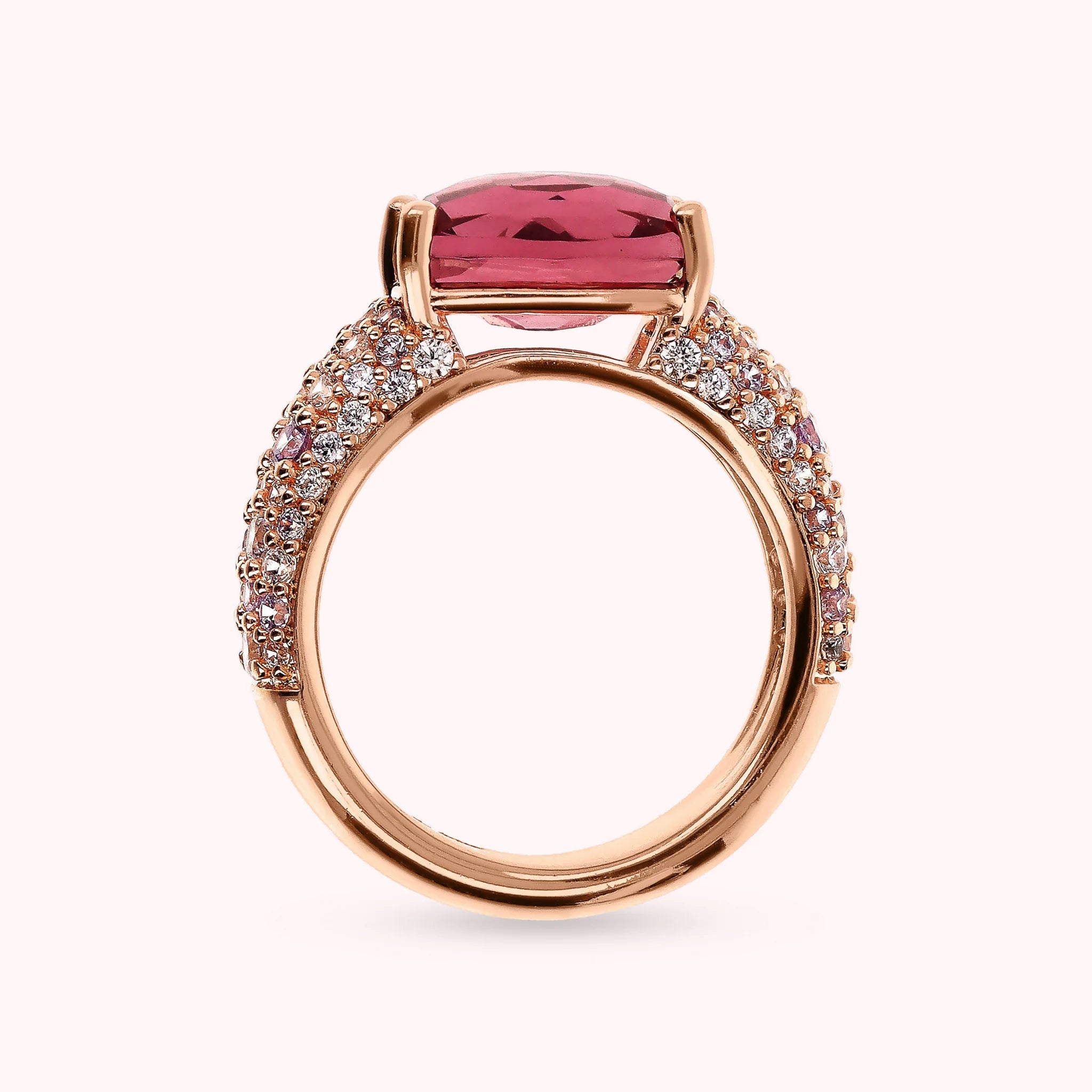 Anello con Prisma Gem Taglio Mosaico e Pavé di Cubic Zirconia