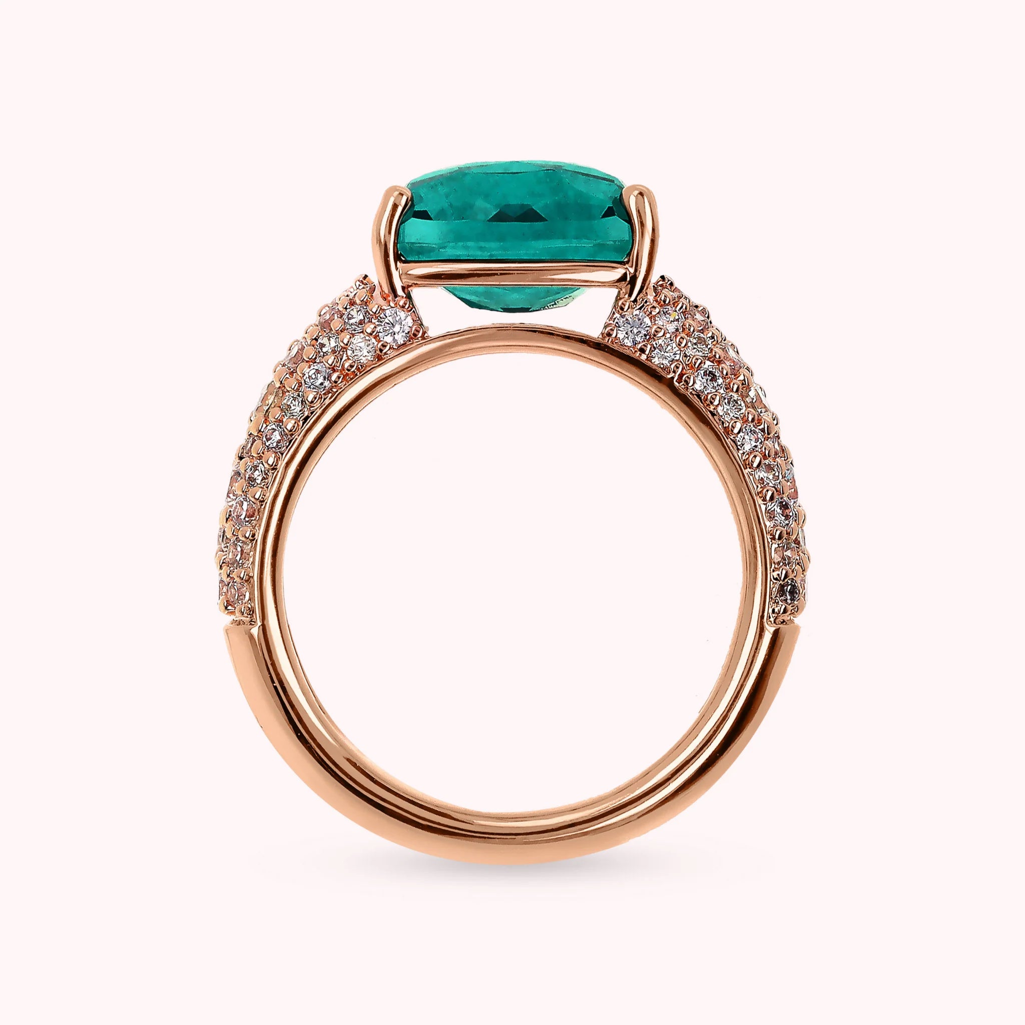 Anello con Prisma Gem Taglio Mosaico e Pavé di Cubic Zirconia
