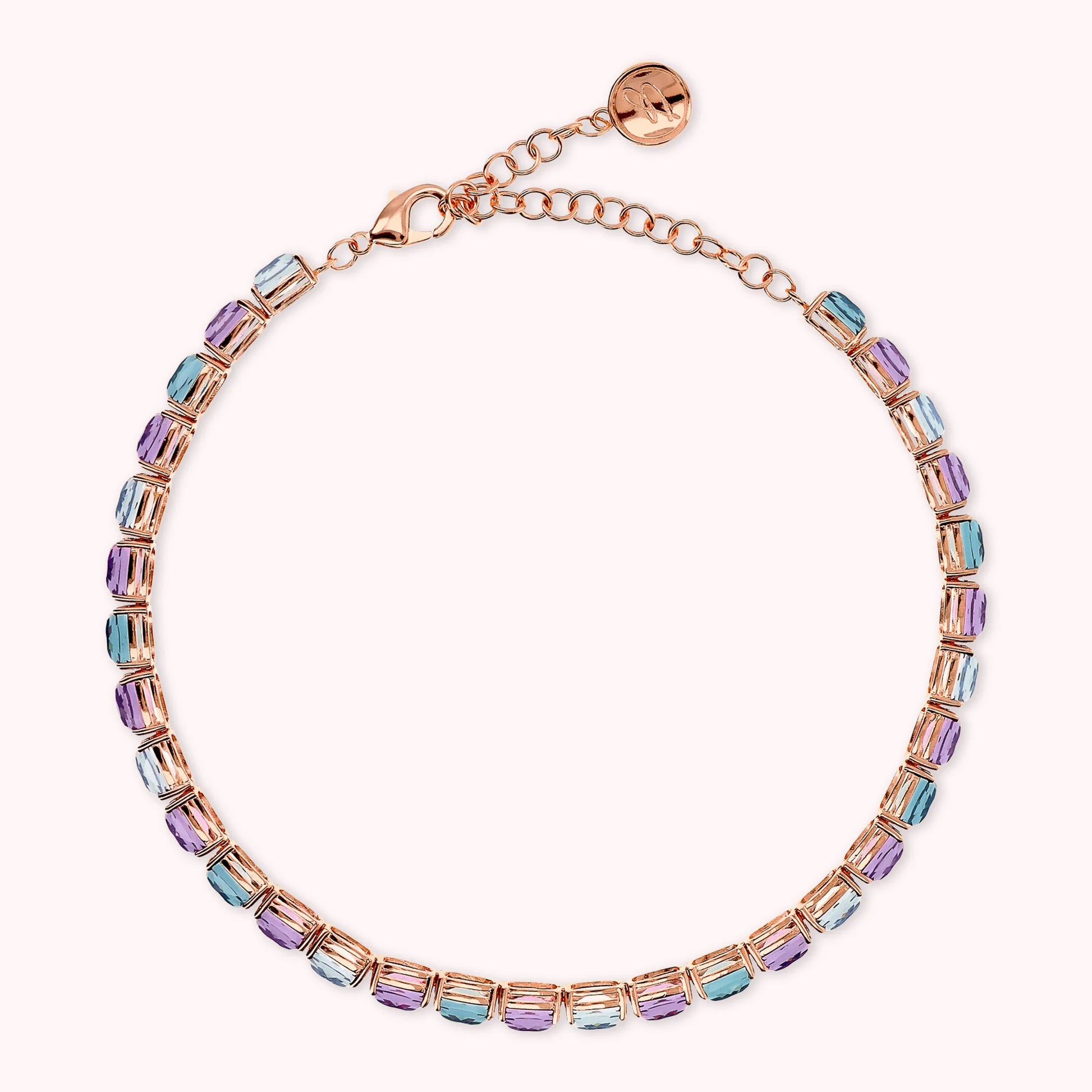 Choker-Halskette mit Prisma-Edelsteinschliff-Mosaik