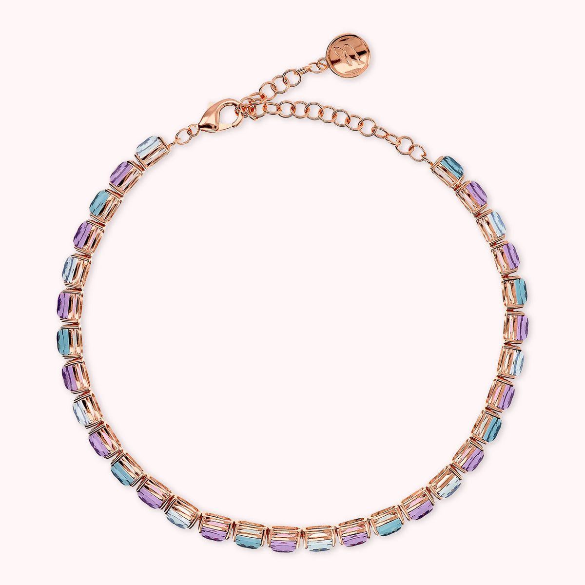 Choker Necklace with Prism Gem Cut Mosaic