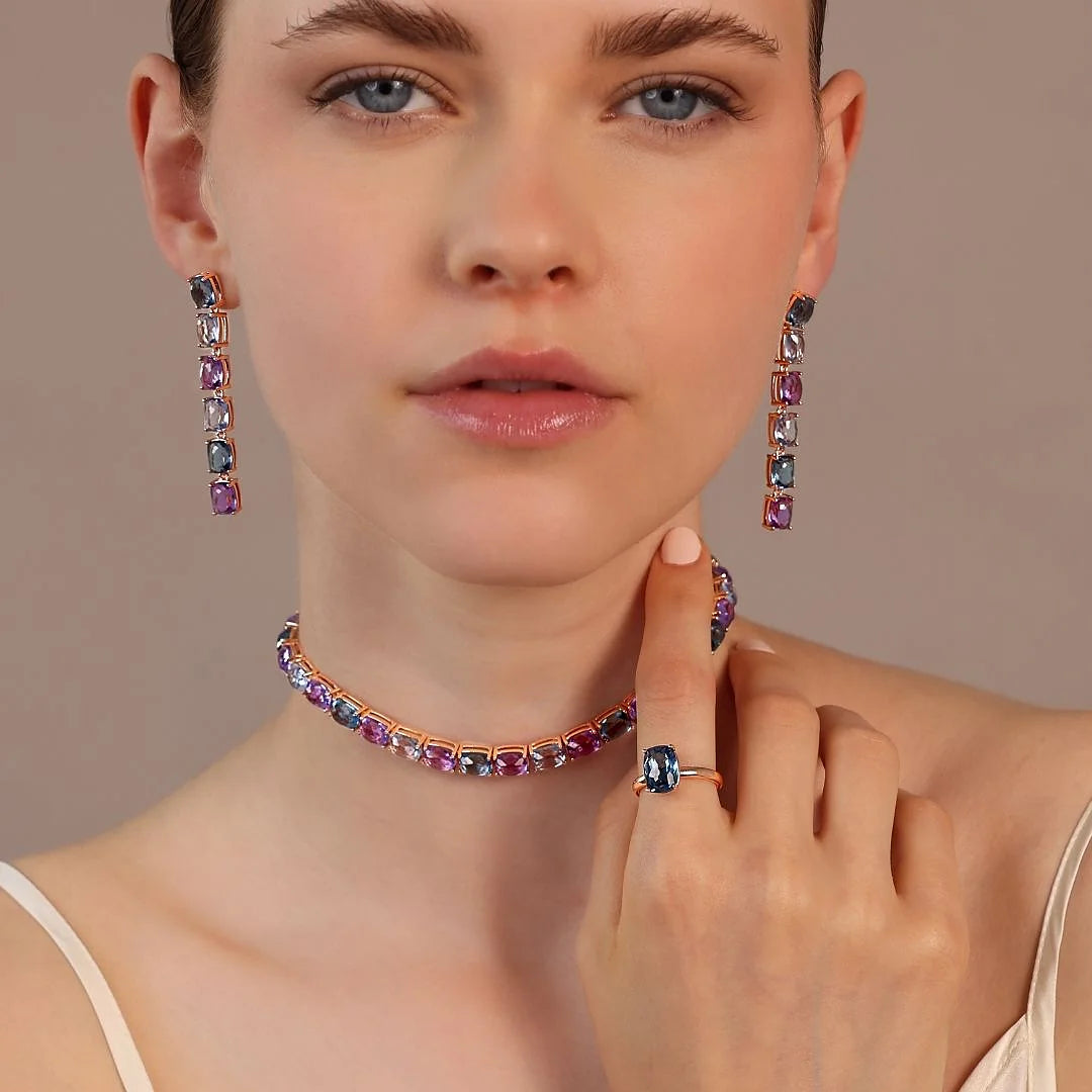 Collana Essentiel Choker con Prisma Gem Taglio Mosaico