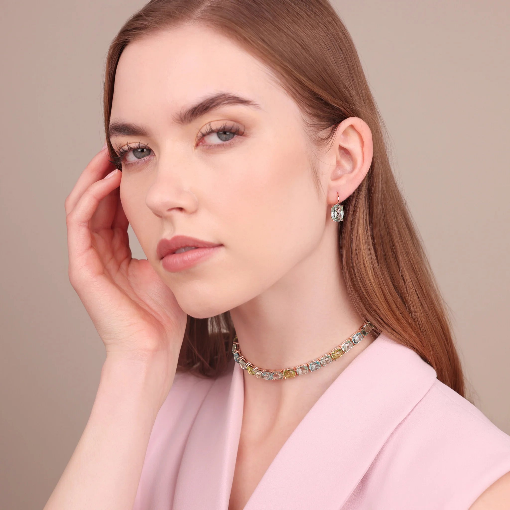 Collana Essentiel Choker con Prisma Gem Taglio Mosaico