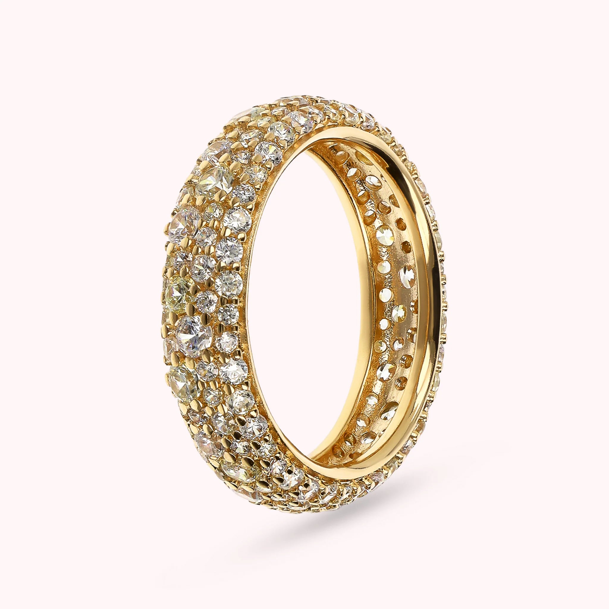 Anello Veretta Golden in Pavé Misto di Cubic Zirconia