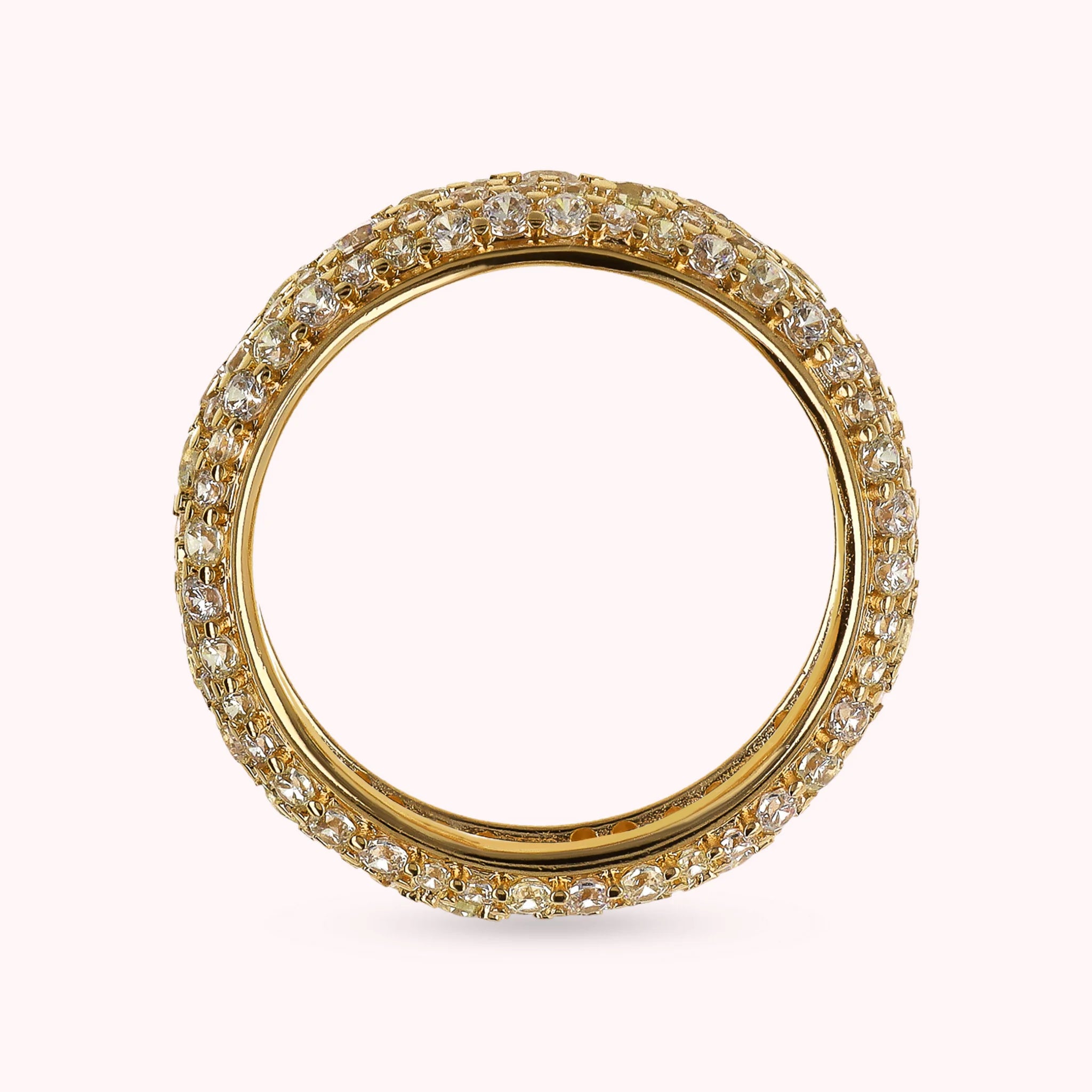 Anello Veretta Golden in Pavé Misto di Cubic Zirconia