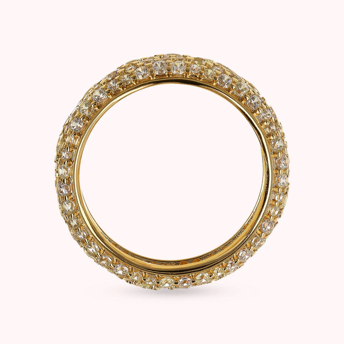 Golden Veretta Ring in Mixed Cubic Zirconia Pavé