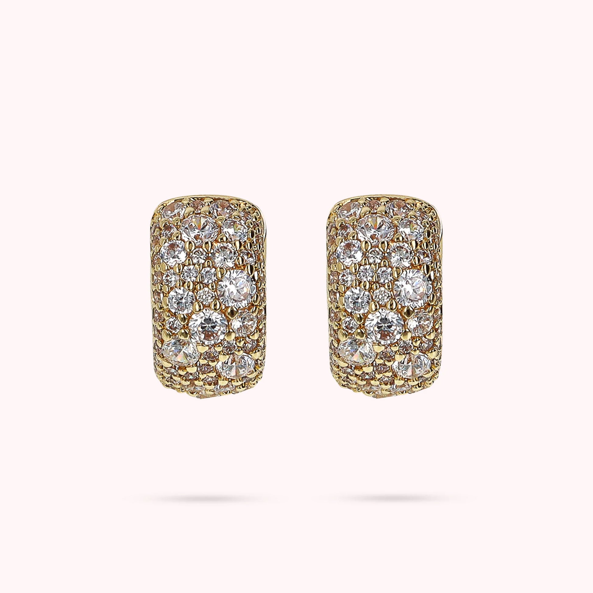 Golden Cubic Zirconia Pavé Hoop Earrings