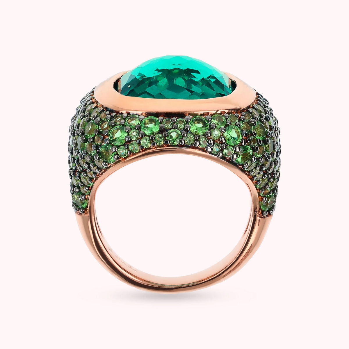 Chevalier ring with Prism Gem and Cubic Zirconia pavé