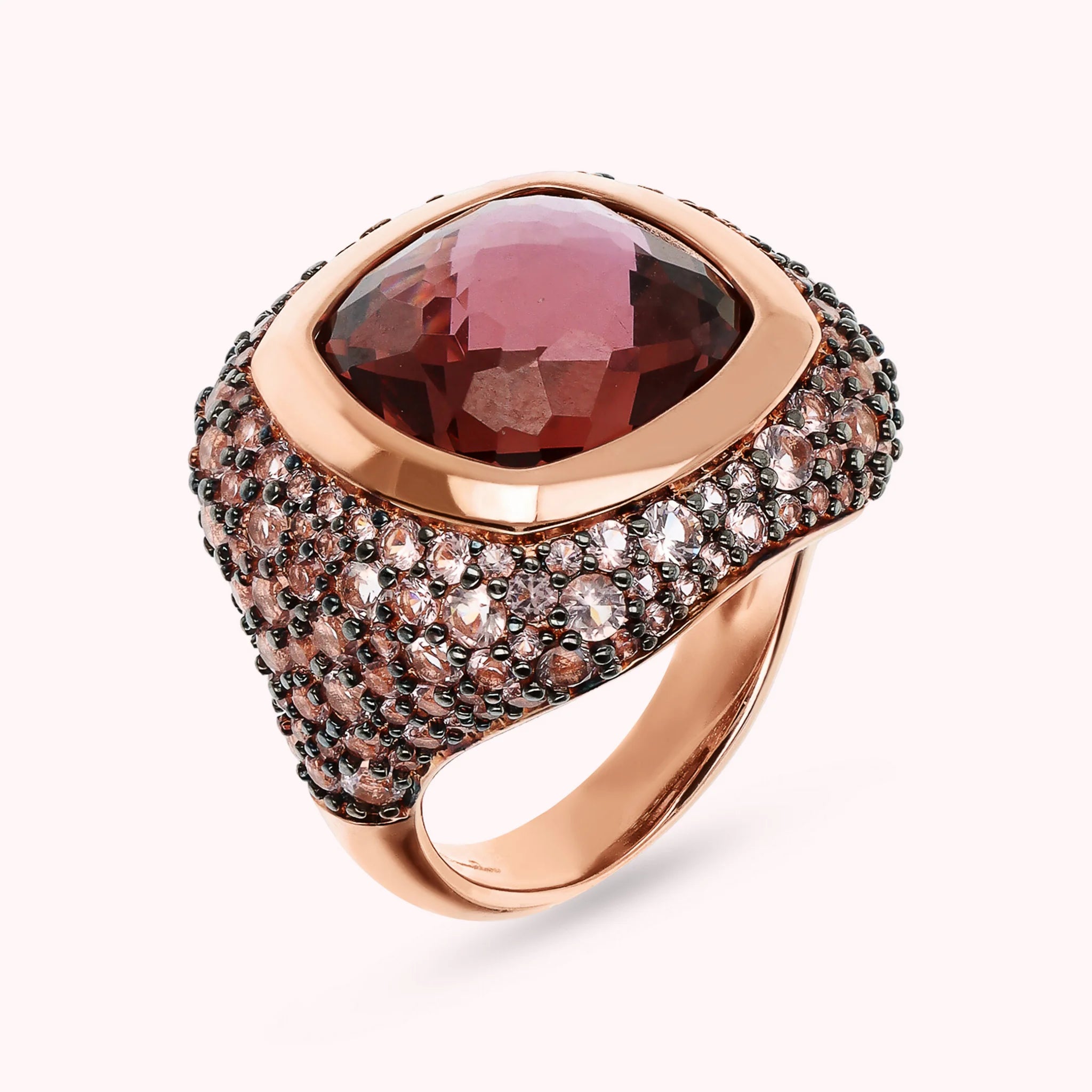Chevalier ring with Prism Gem and Cubic Zirconia pavé