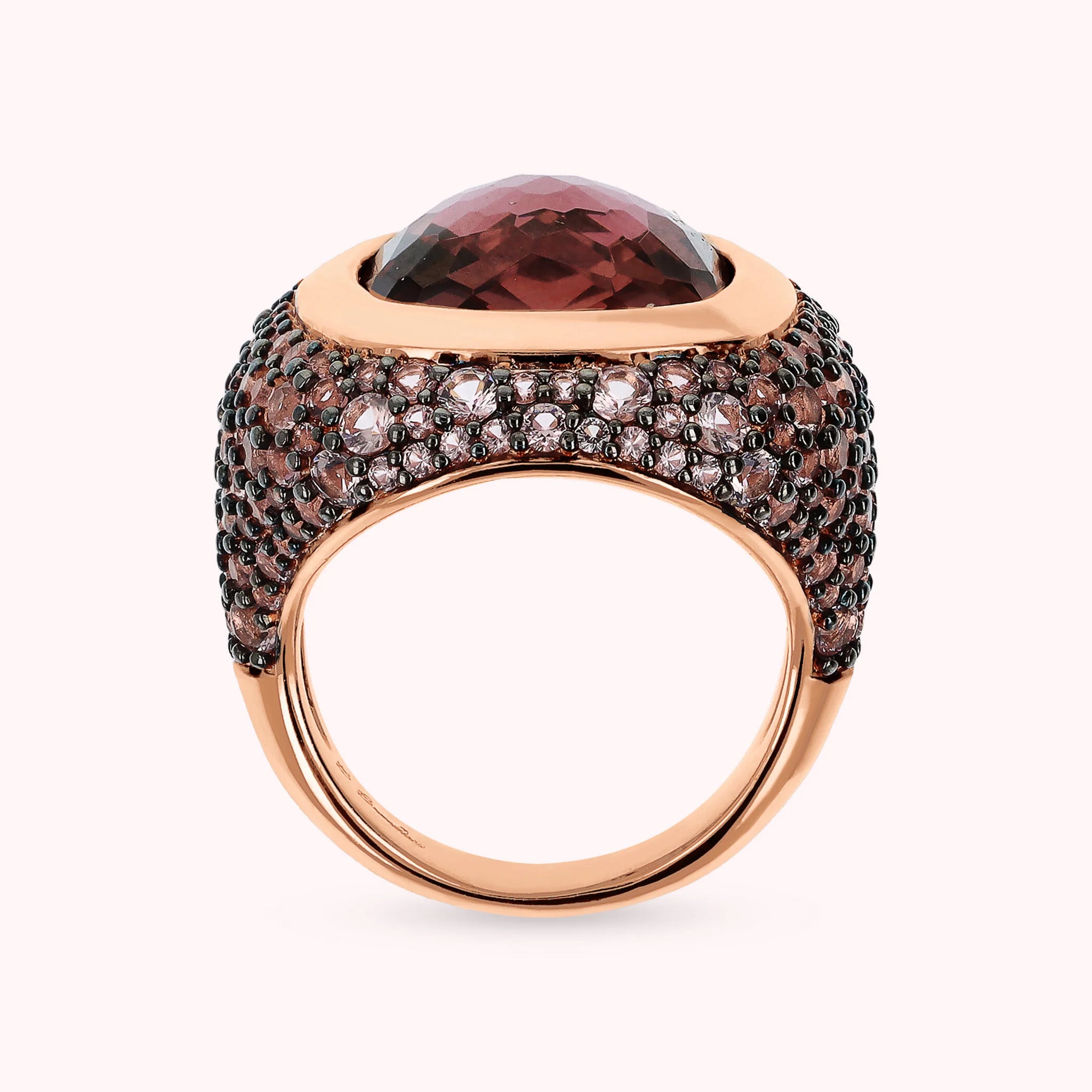 Chevalier ring with Prism Gem and Cubic Zirconia pavé