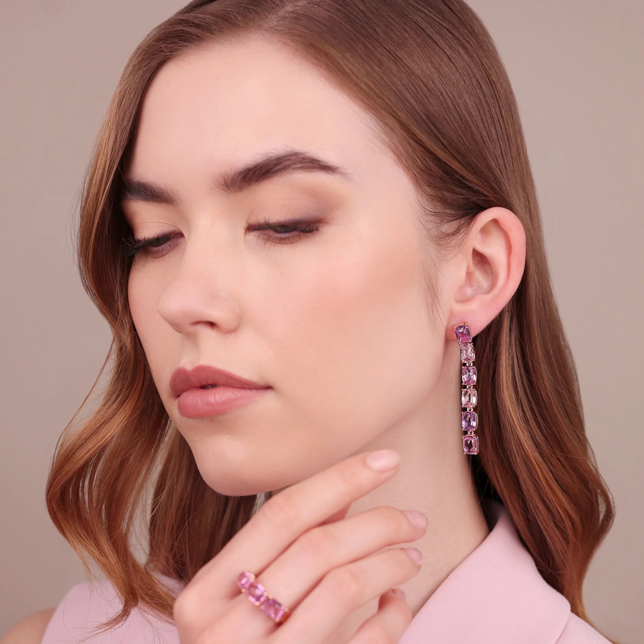 Long Earrings with Prism Gem Mosaic Cut