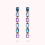 Boucles d'oreilles longues avec mosaïque de pierres précieuses prismatiques