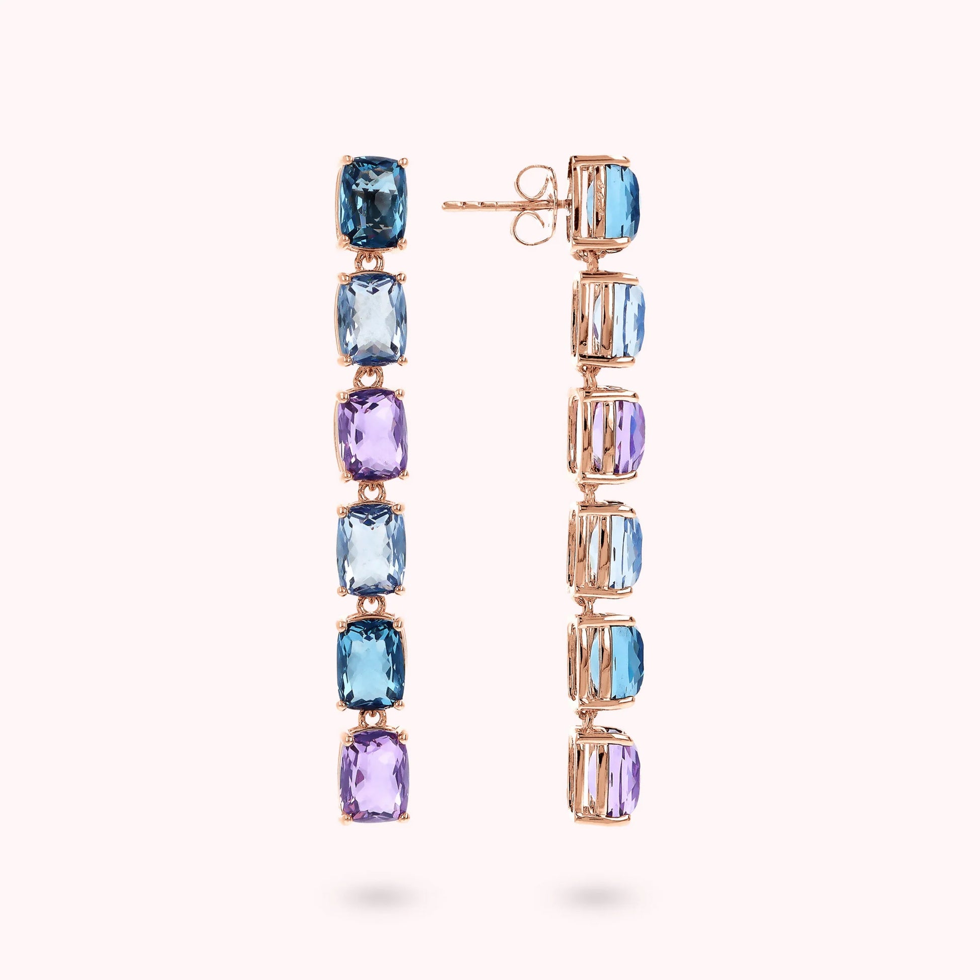 Long Earrings with Prism Gem Cut Mosaic