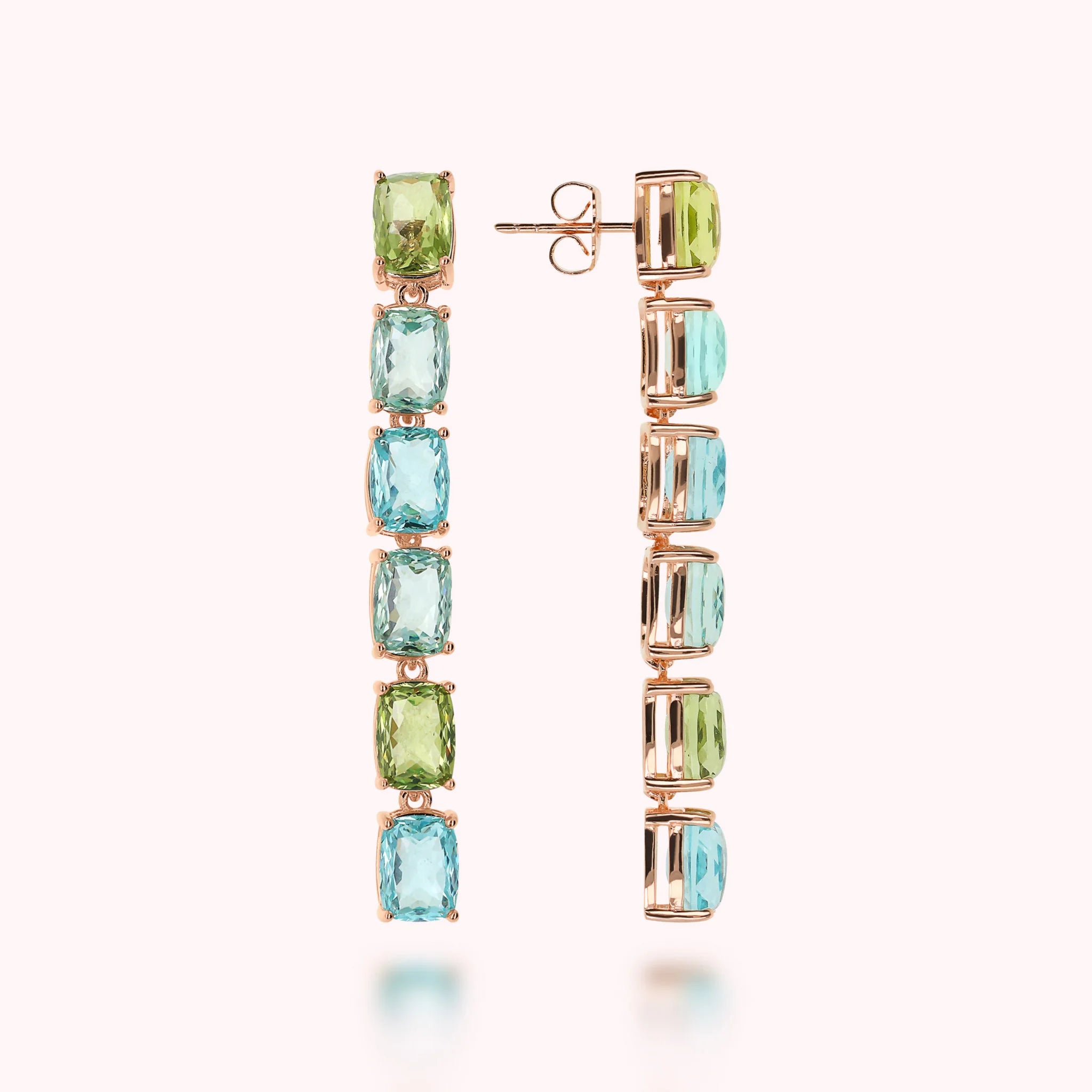 Long Earrings with Prism Gem Mosaic Cut