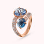 Contrarié-Ring mit rundem Edelsteinprisma und Zirkonia-Pavé