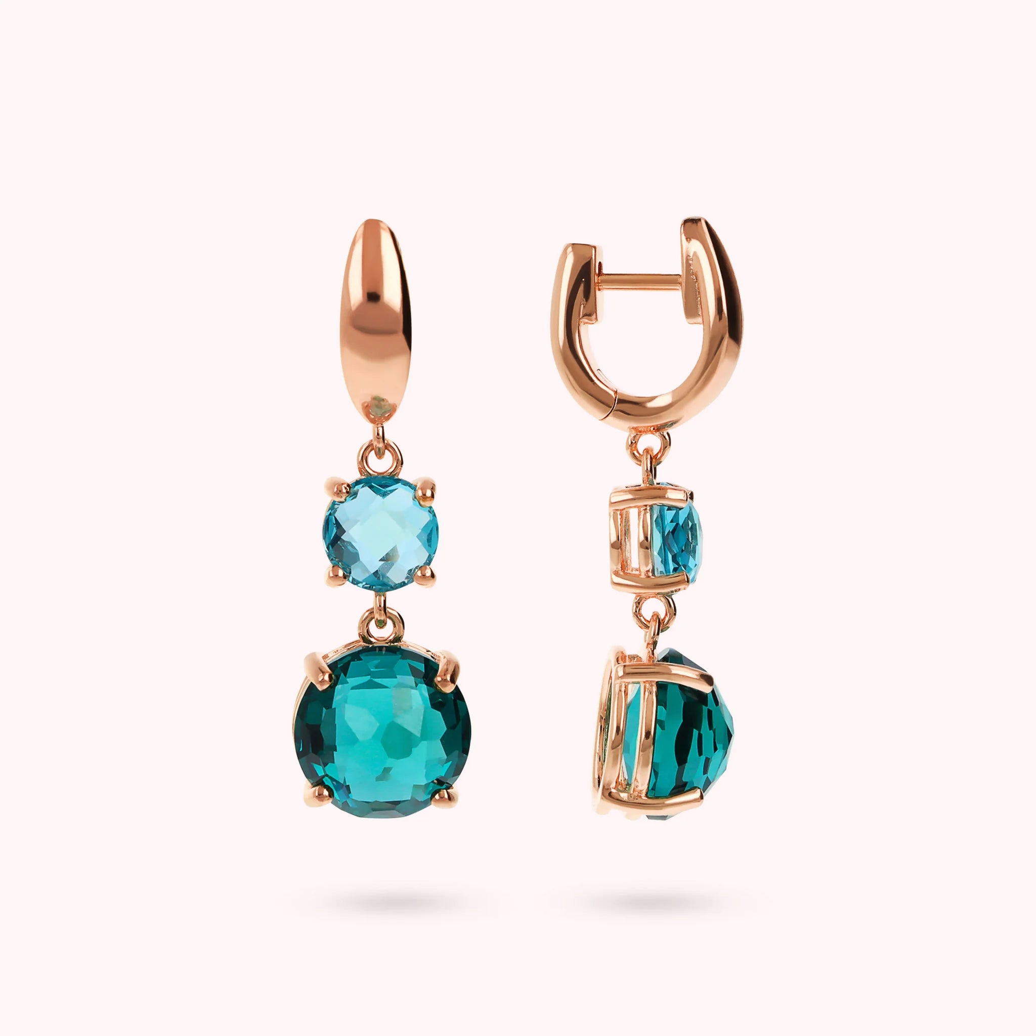 Prism Earrings with Graduated Round Gem