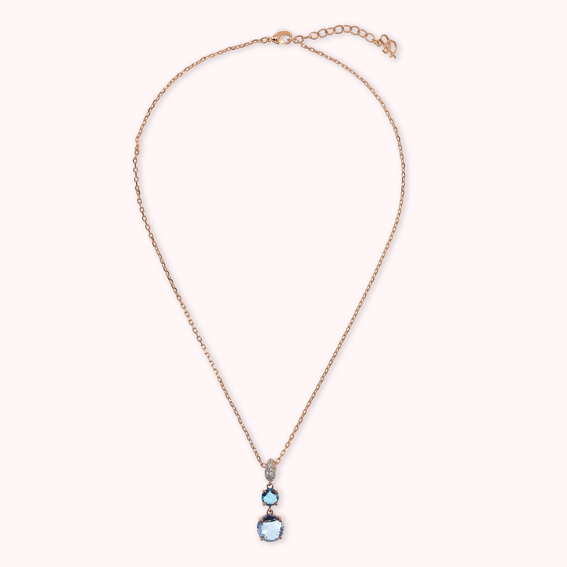 Collier avec pendentif prisme en pierres rondes et pavé de zircon cubique
