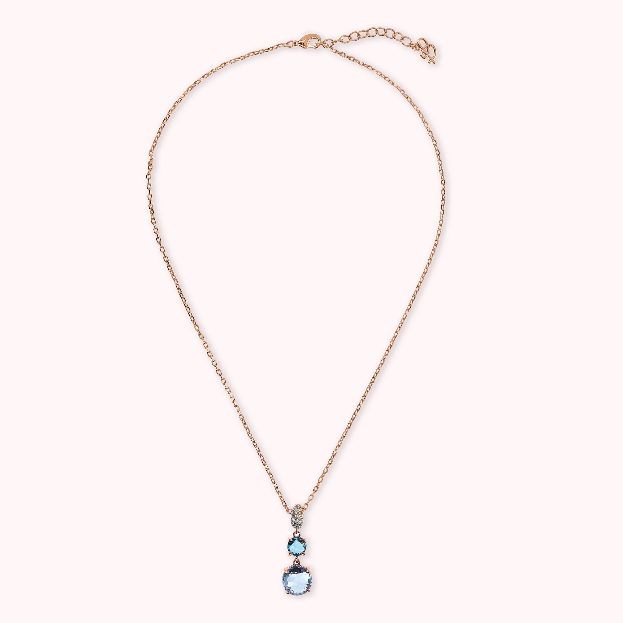 Halskette mit rundem Edelsteinprisma-Anhänger und Zirkonia-Pavé
