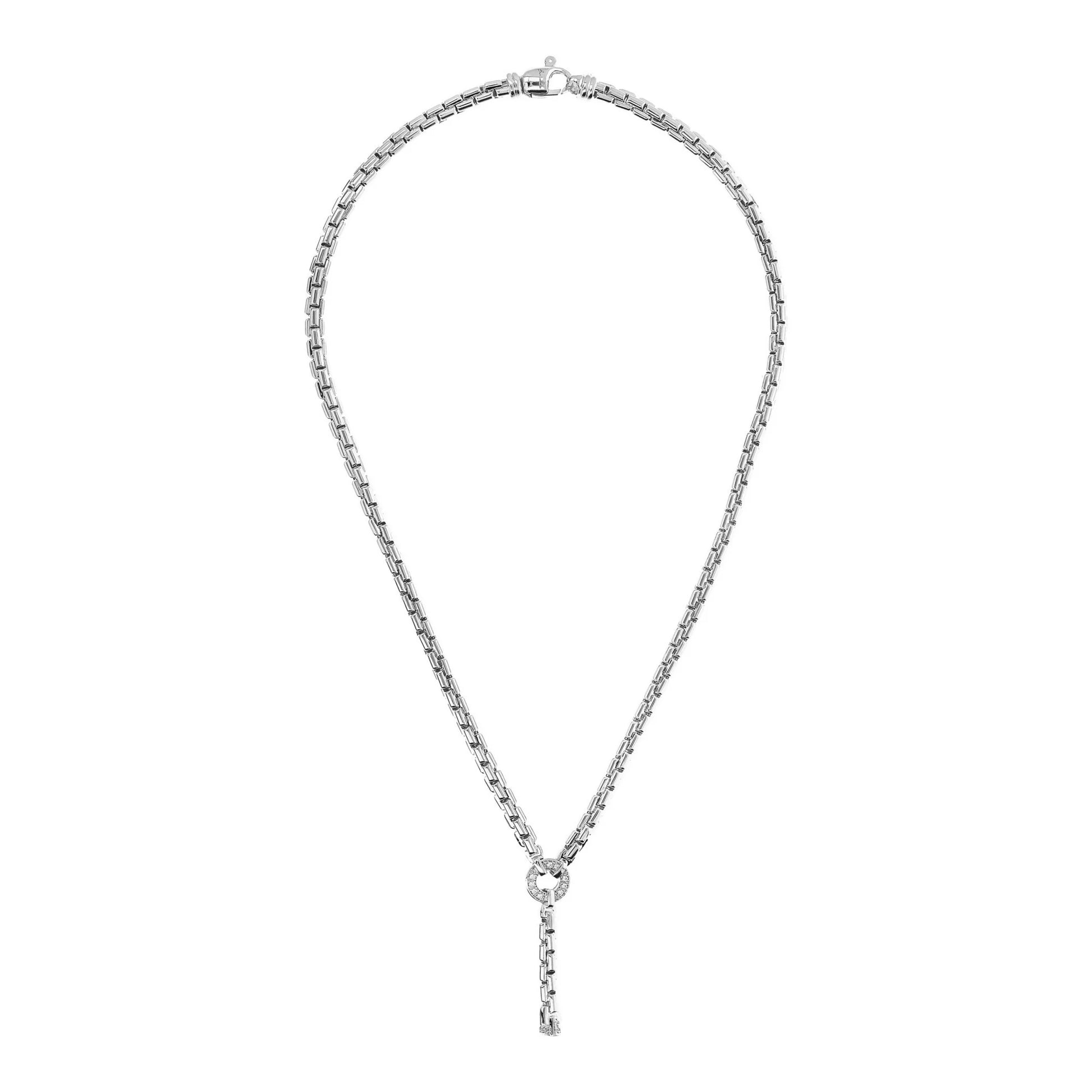 Collana White Maglia Veneziana con Dettaglio in Pavé di Cubic Zirconia