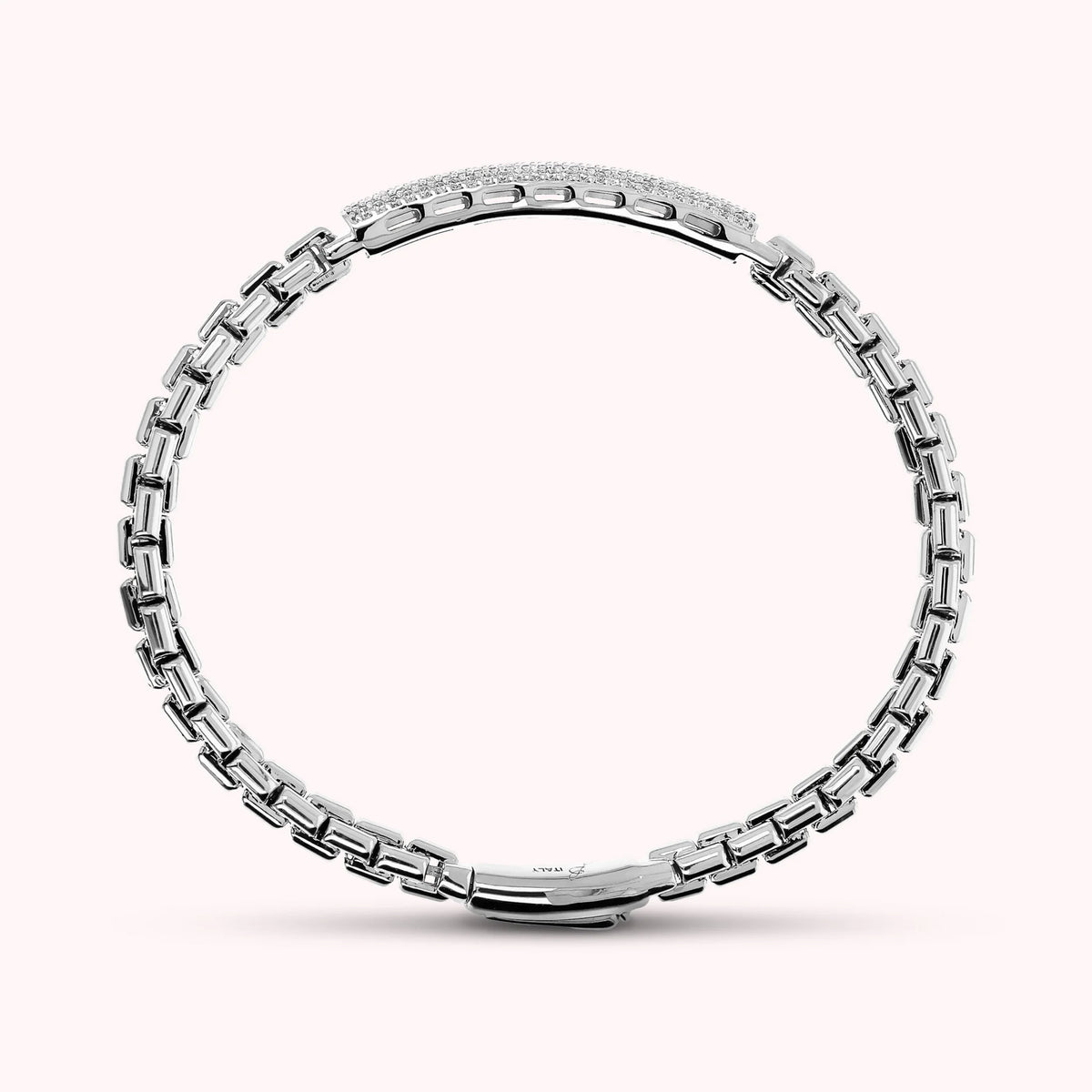 White semi-rigid Venetian mesh bracelet with Cubic Zirconia pavé plaque