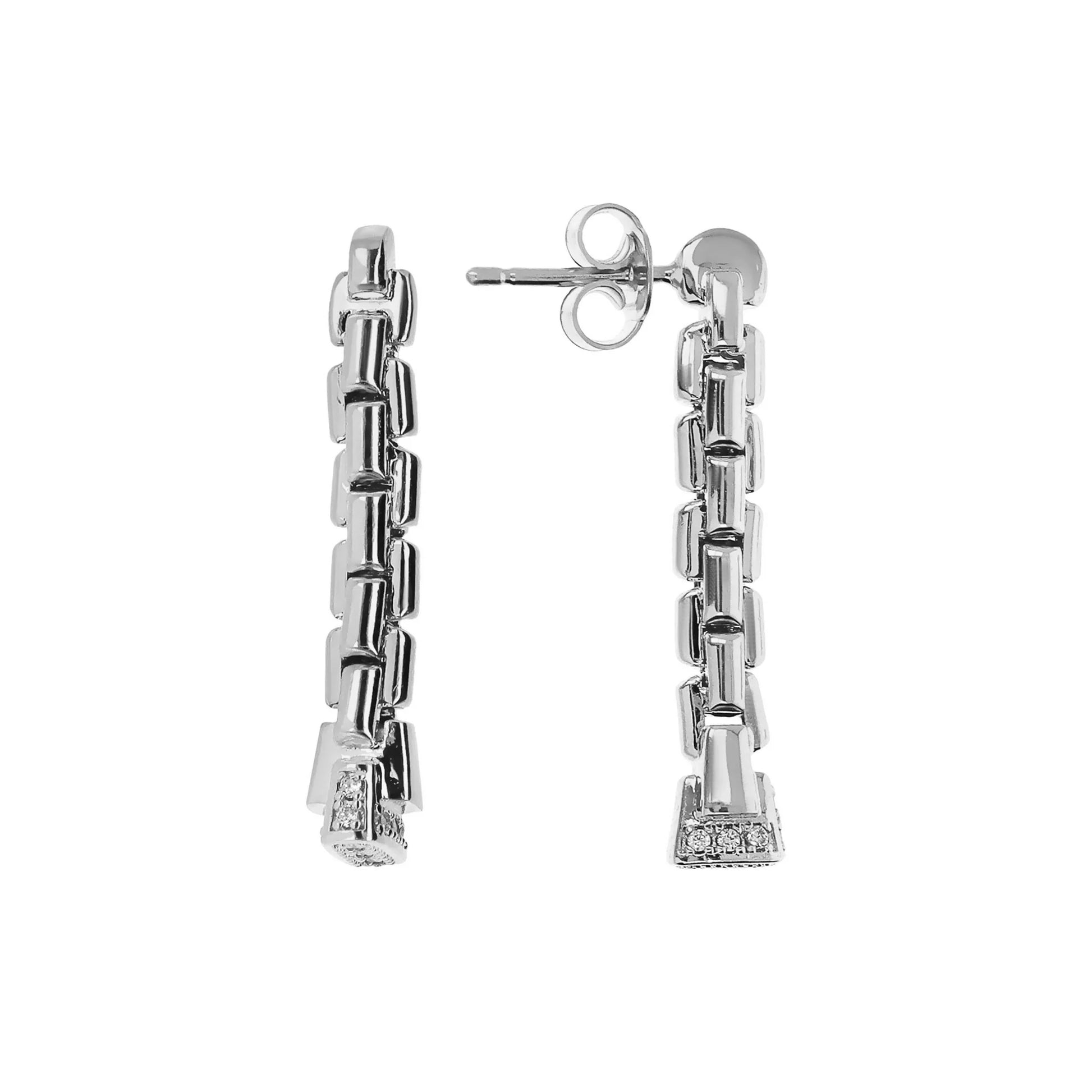Boucles d'oreilles pendantes blanches à fil maille vénitienne avec pavé de zirconium cubique