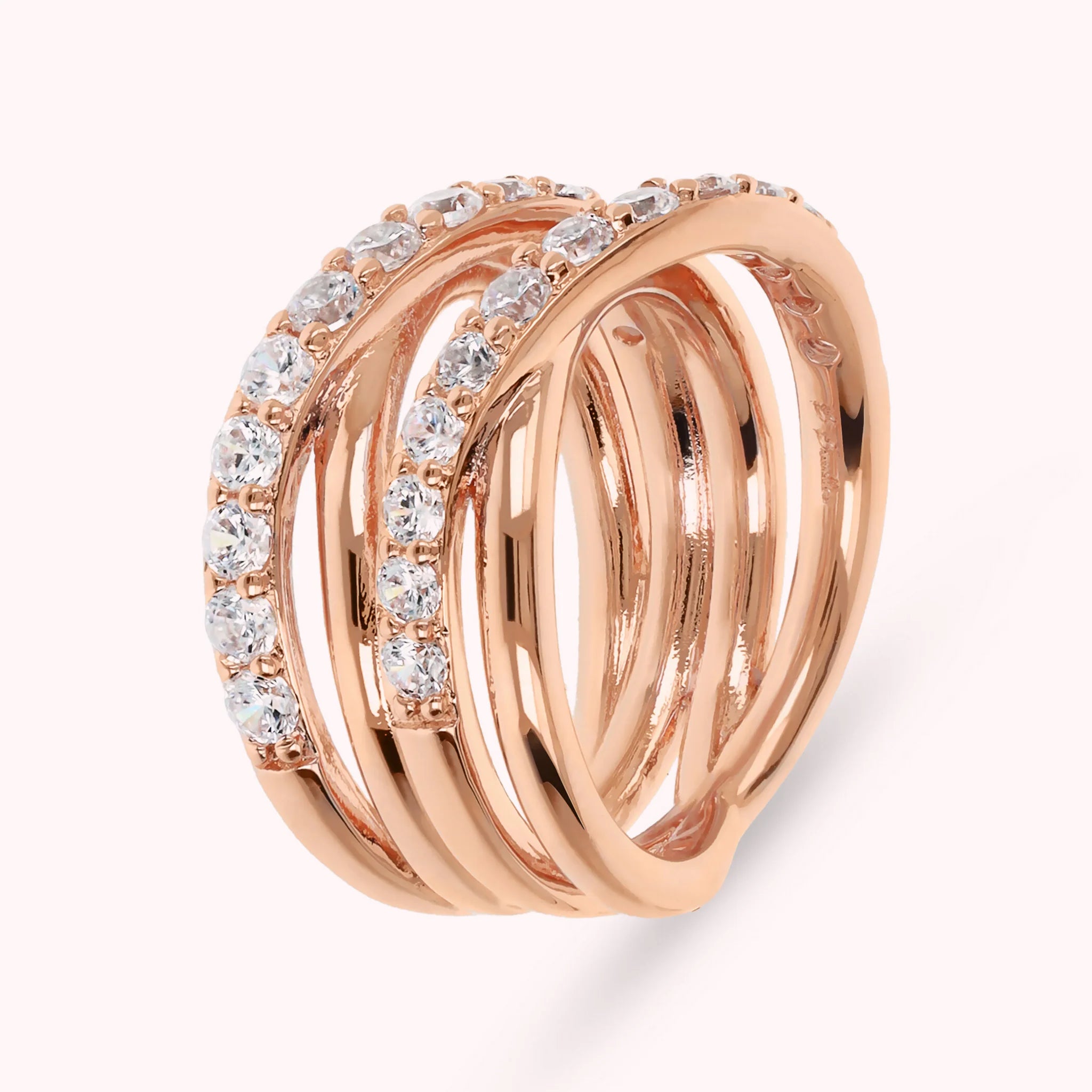 Multi-strand Braided Band Ring with Cubic Zirconia
