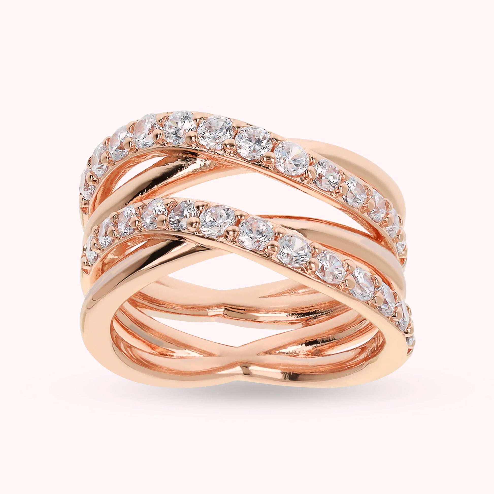 Bague tressée à plusieurs brins avec zircon cubique