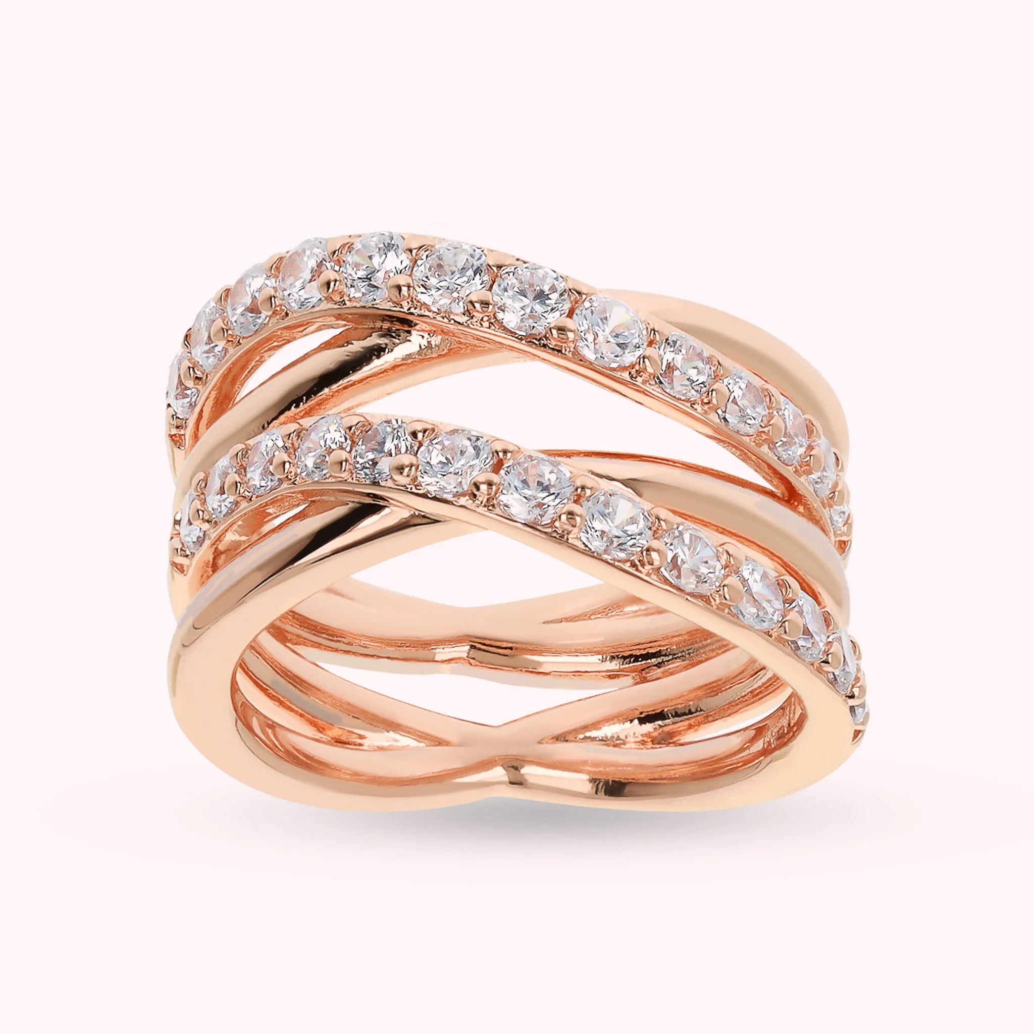 Multi-strand Braided Band Ring with Cubic Zirconia