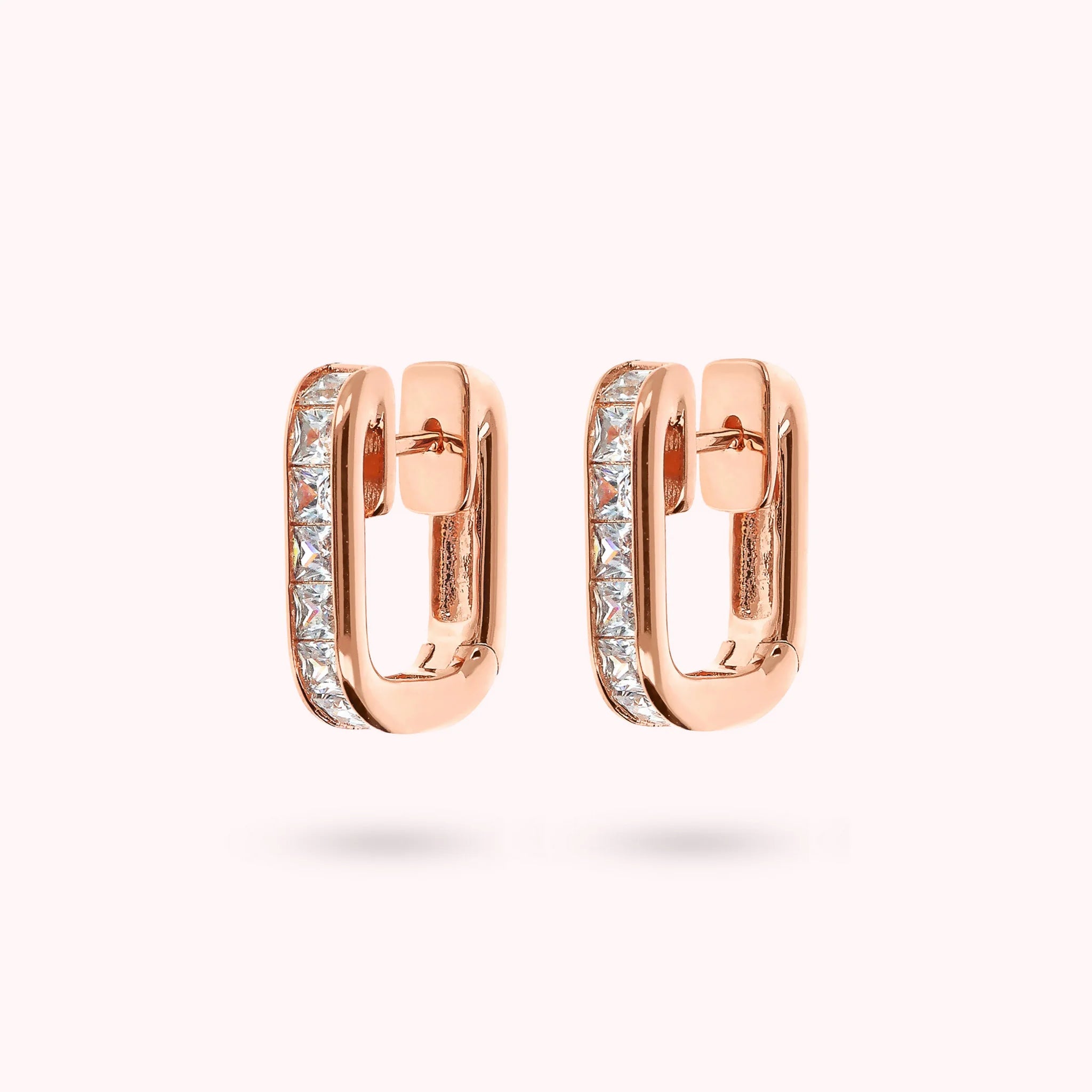 Orecchini a Cerchio con Cubic Zirconia Quadrate Taglio Princess