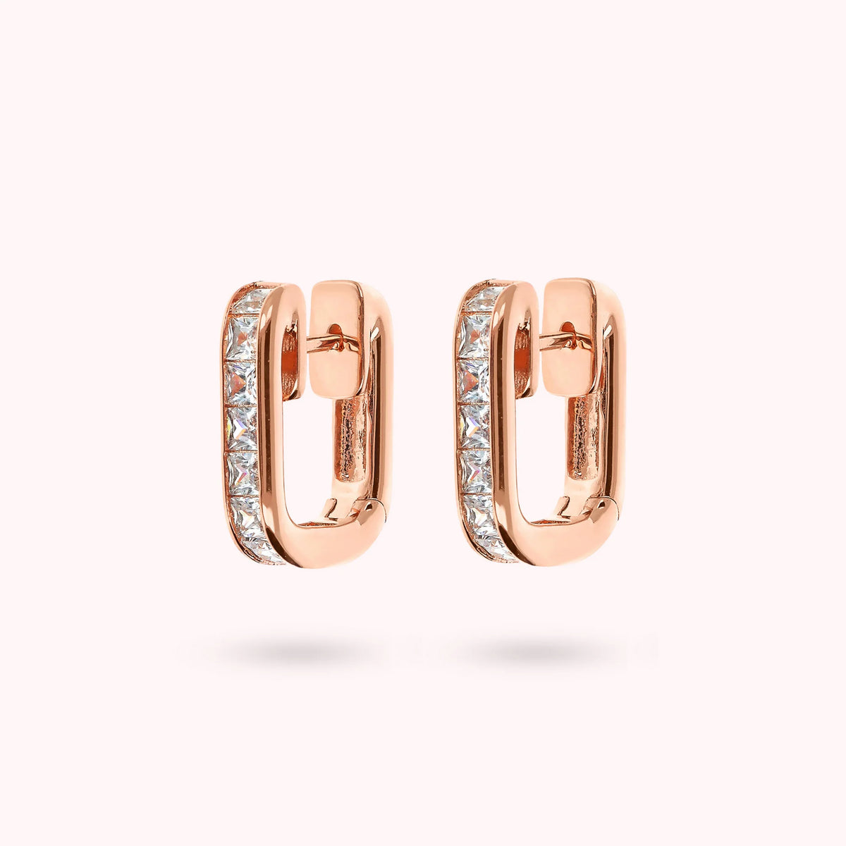 Hoop Earrings with Cubic Zirconia Square Cut Princess