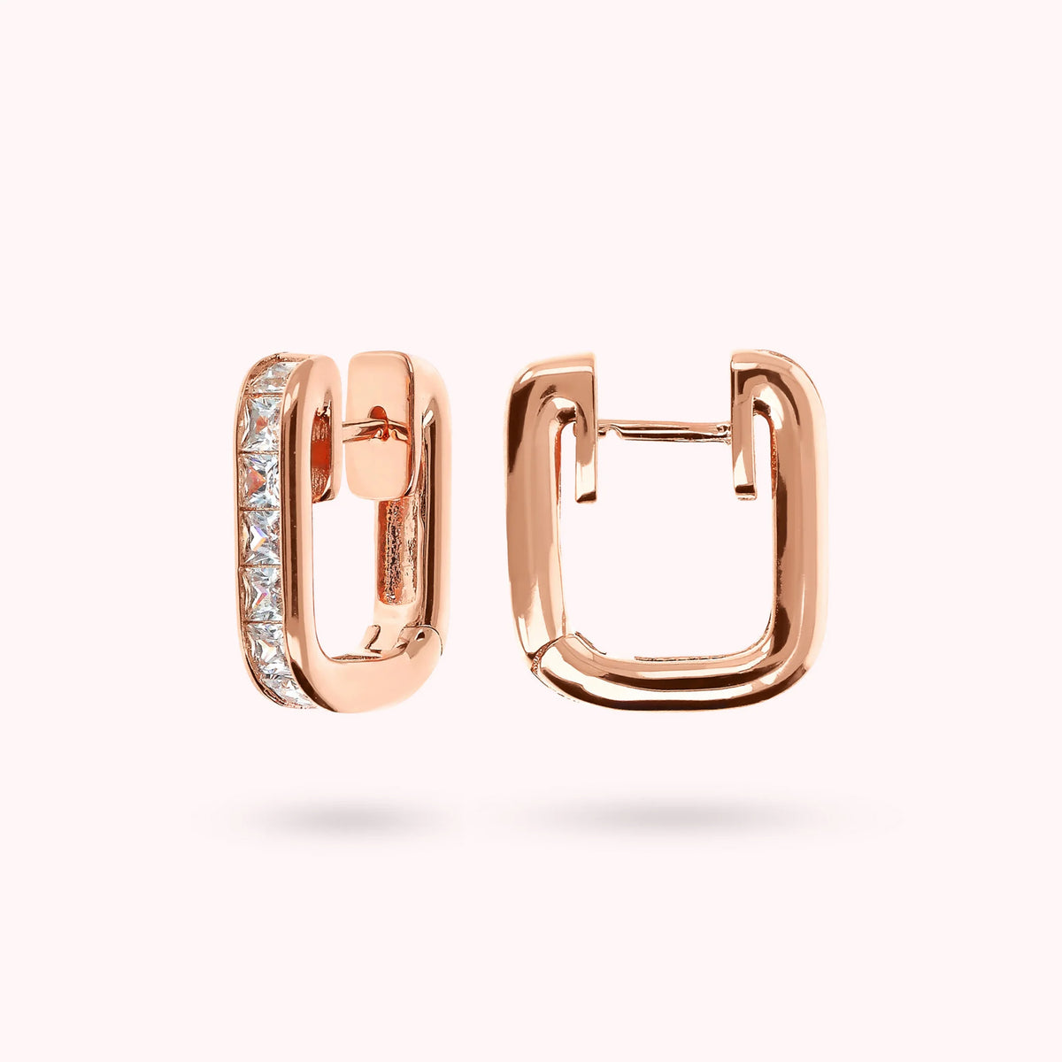 Hoop Earrings with Cubic Zirconia Square Cut Princess