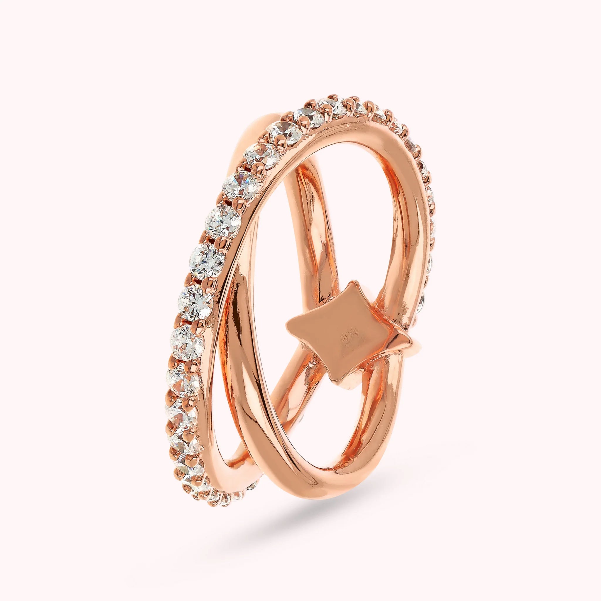 Étoile Braided Double Ring with Cubic Zirconia